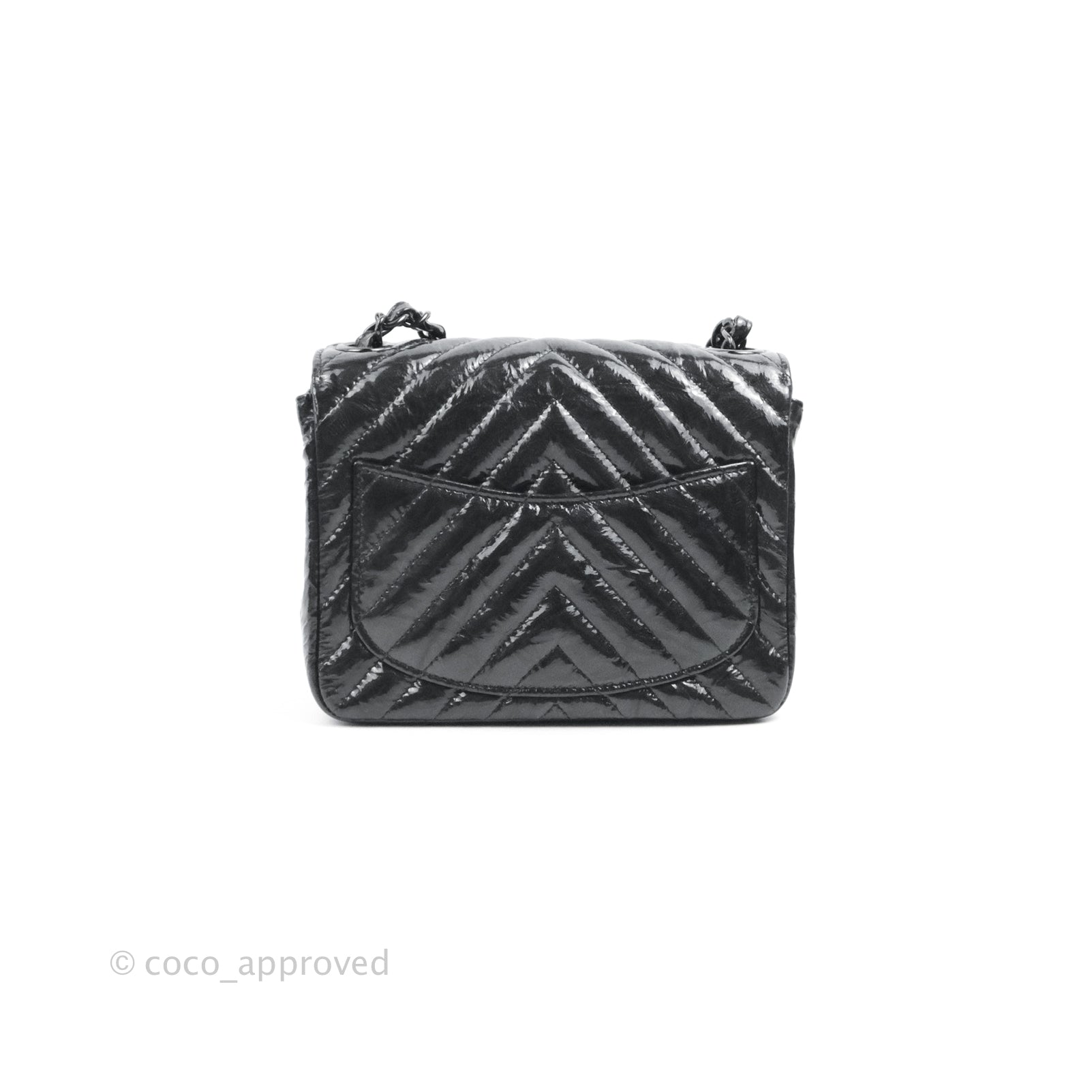 Black Quilted Patent Leather Classic Square Flap Mini