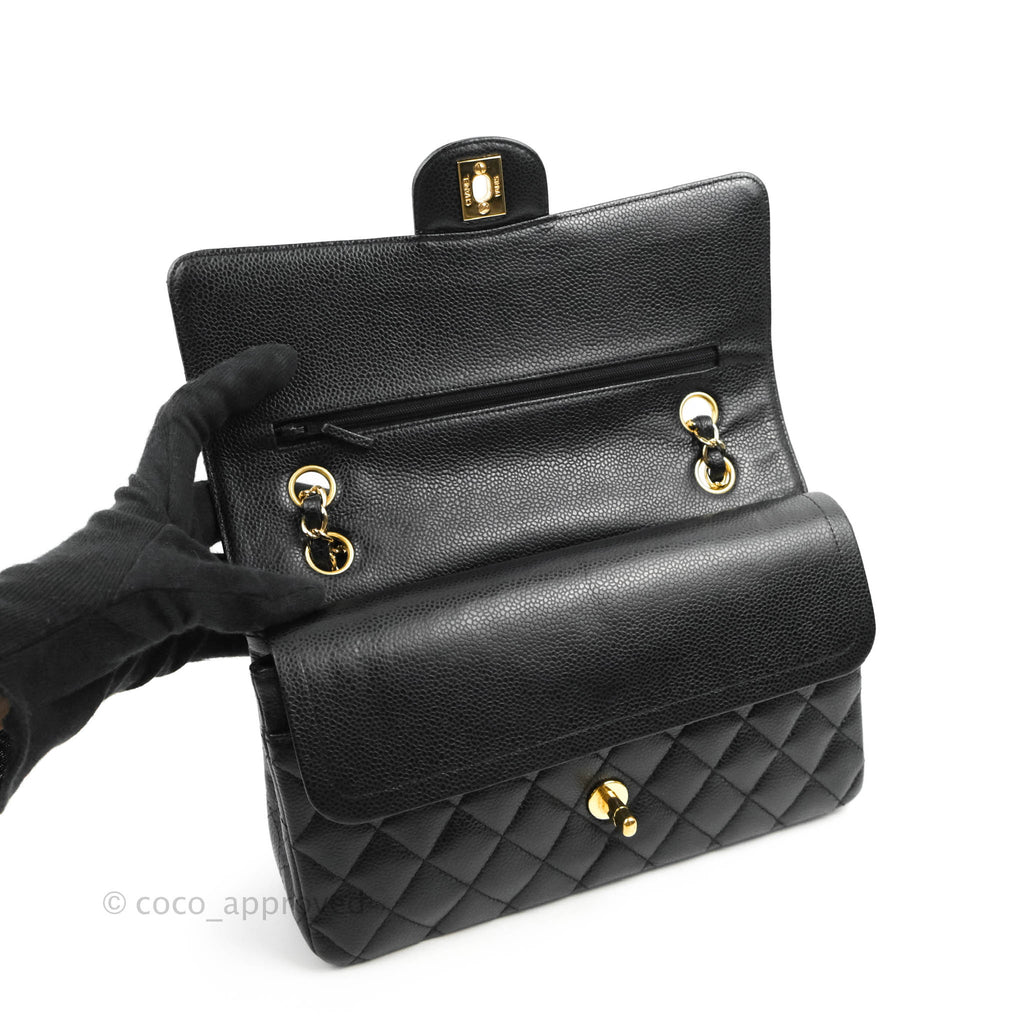 Chanel Classic Small S/M Flap Black Caviar Gold Hardware