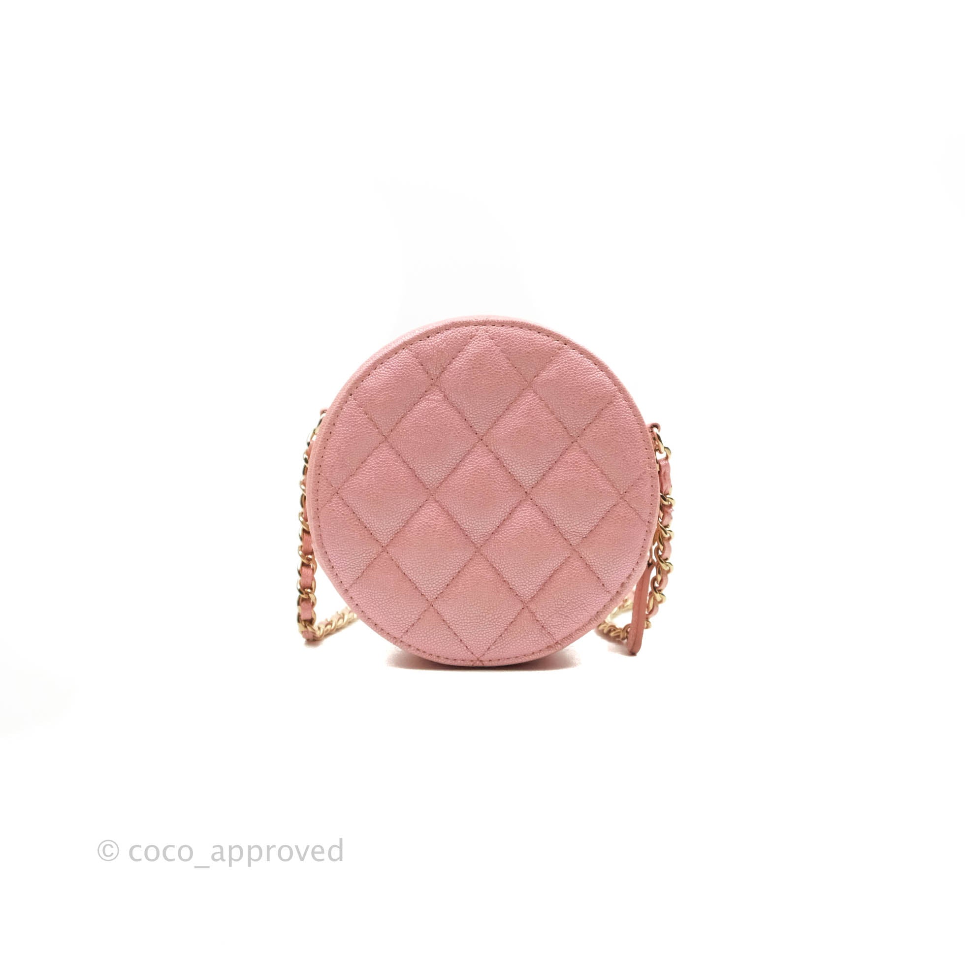 Chanel Classic Quilted Round Clutch With Chain Iridescent Pink Caviar –  Coco Approved Studio