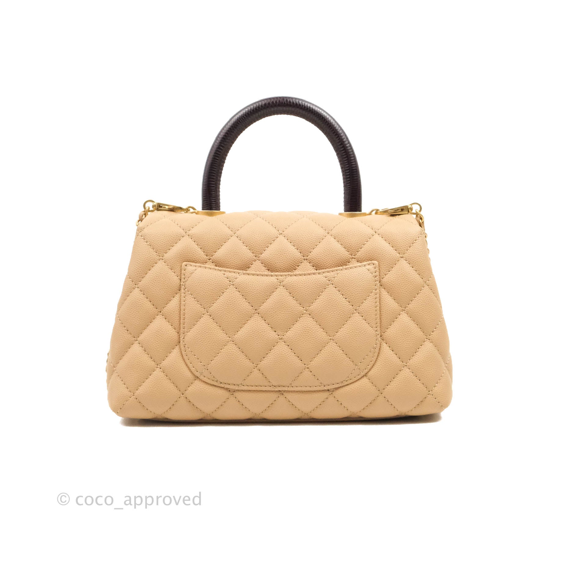 Chanel Small Coco Handle Quilted Beige Caviar Gold Hardware Lizard Han –  Coco Approved Studio