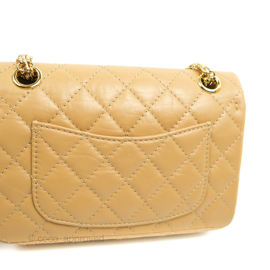 Chanel Mini Reissue 224 Beige Aged Calfskin Gold Hardware