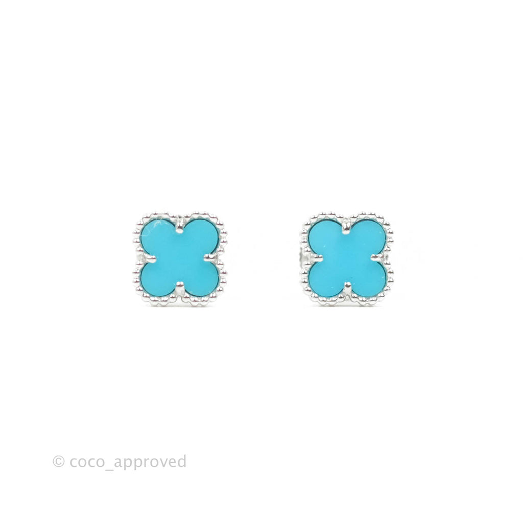 Van Cleef & Arpels Sweet Alhambra Earrings Turquoise White Gold