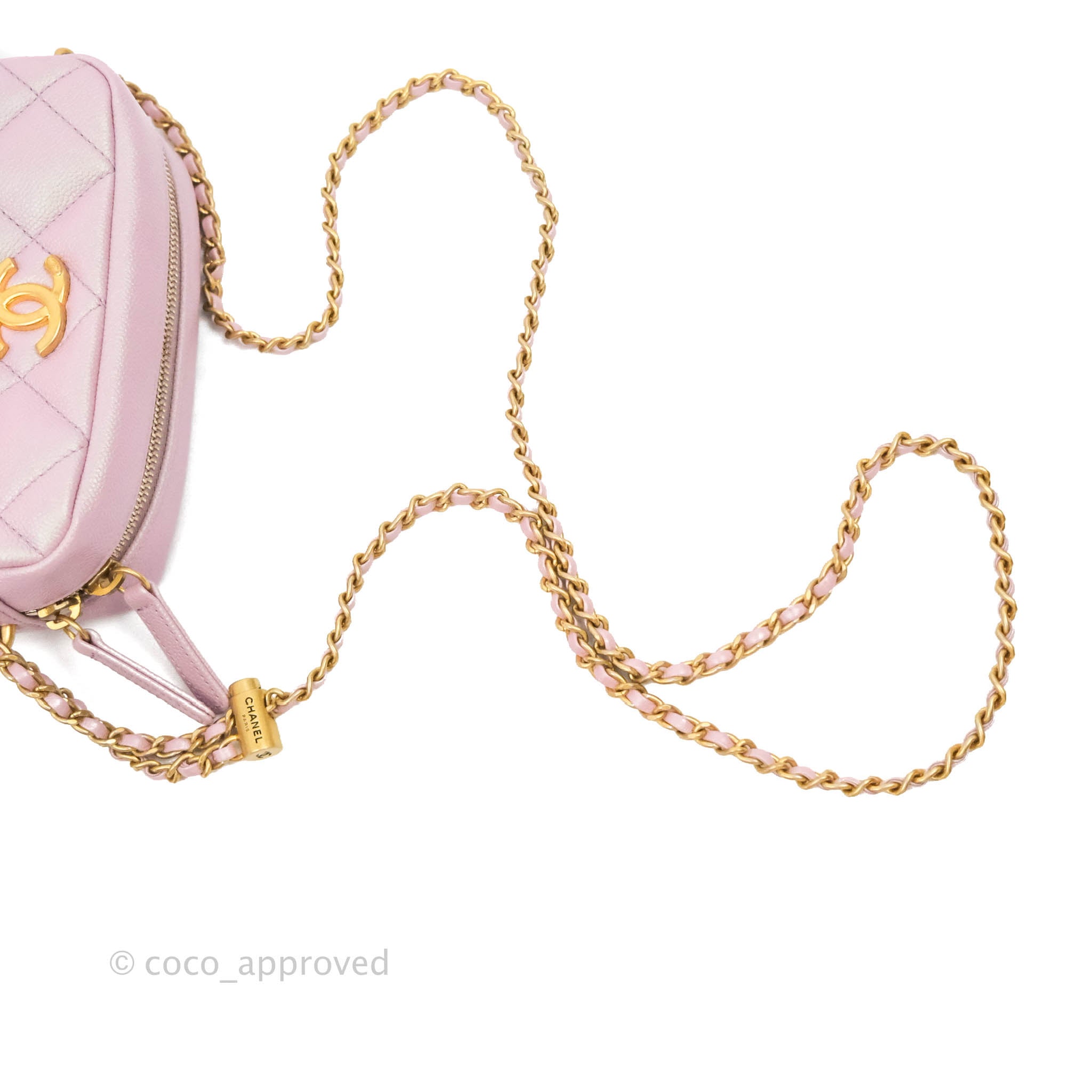 Chanel Quilted My Perfect Camera Case Iridescent Pink Caviar Aged