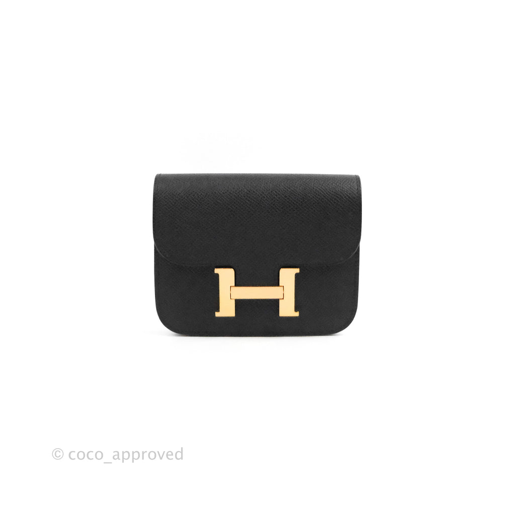 Hermès Constance Slim Wallet Black Epsom Rose Gold Hardware