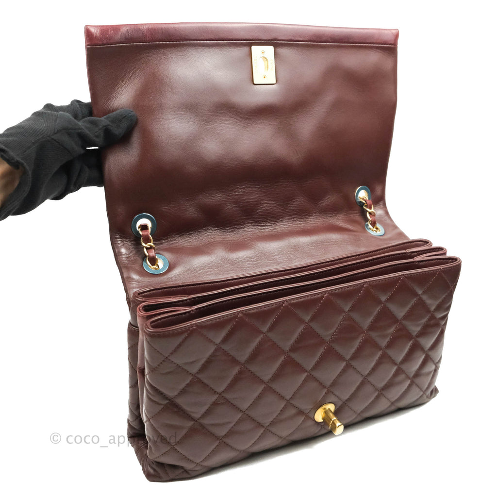 Chanel Quilted Jumbo Soft Elegance Flap Bordeaux Calfskin Aged Gold Hardware