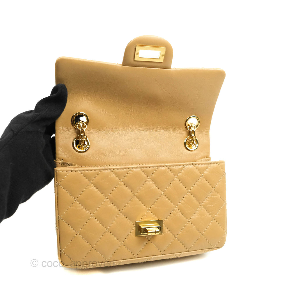 Chanel Mini Reissue 224 Beige Aged Calfskin Gold Hardware