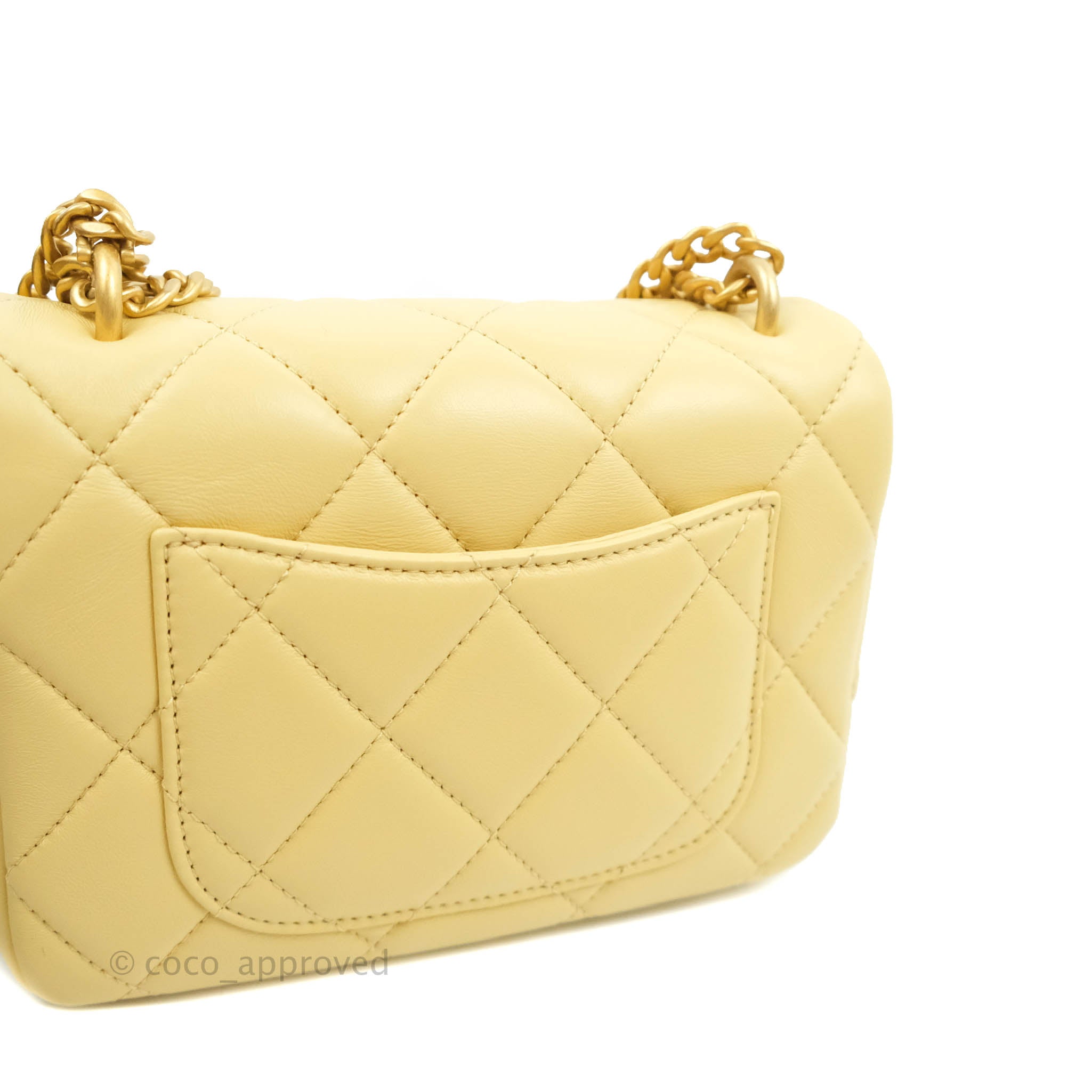 Quilted Leather Small Flap Bag Yellow