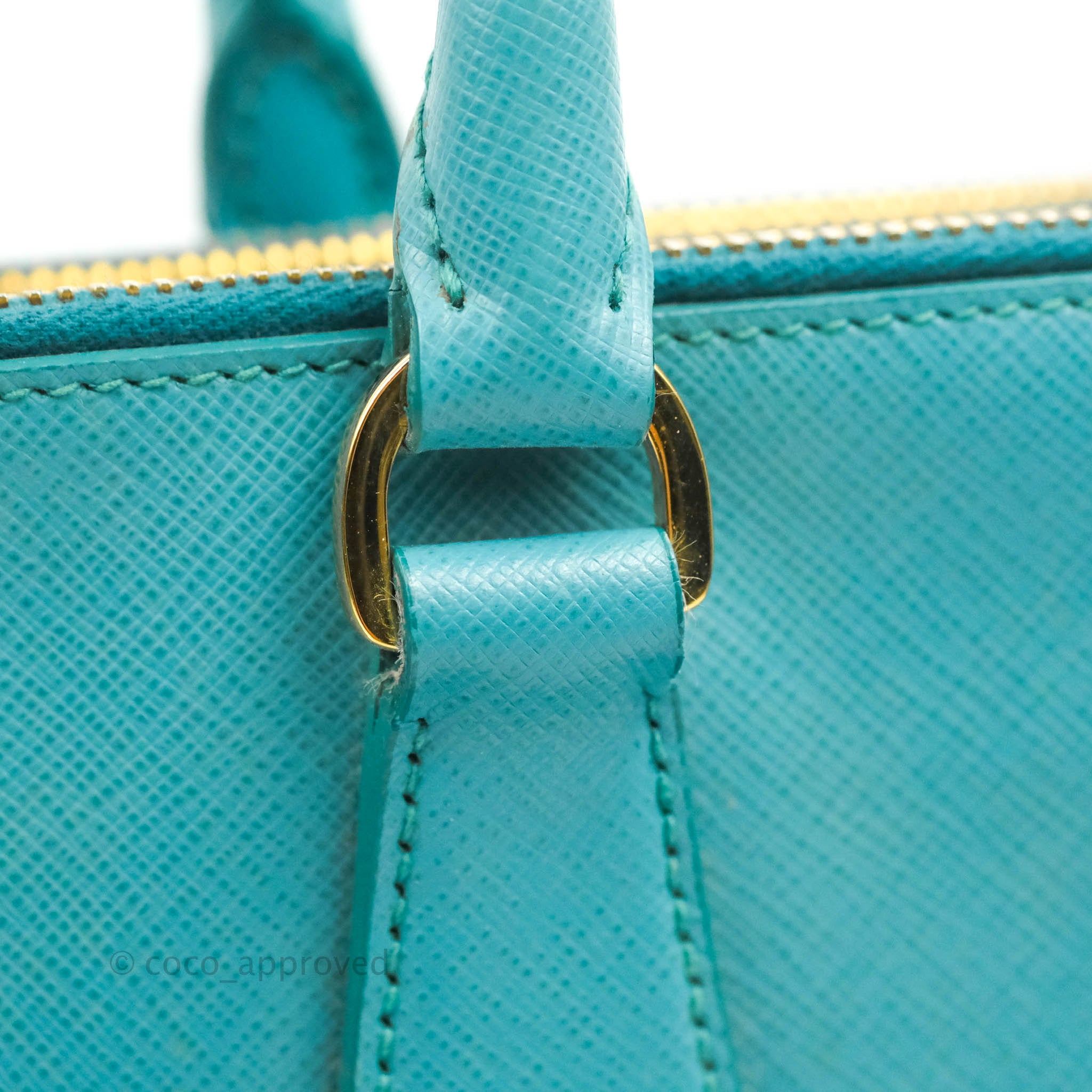 Prada Double Zip Lux Saffiano Tiffany Blue Large Tote Bag – Coco