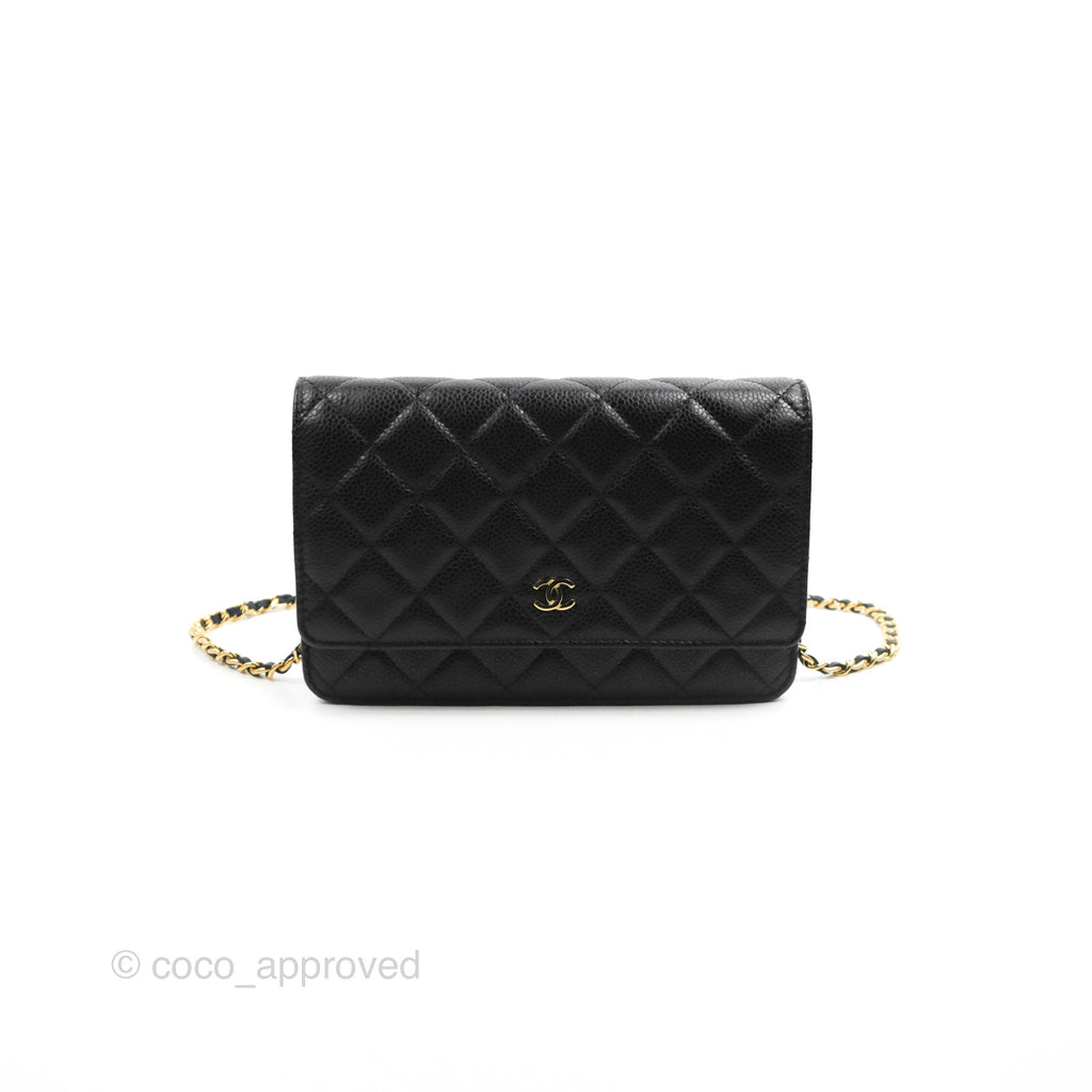 Chanel Quilted Classic Wallet on Chain WOC Black Caviar Gold Hardware