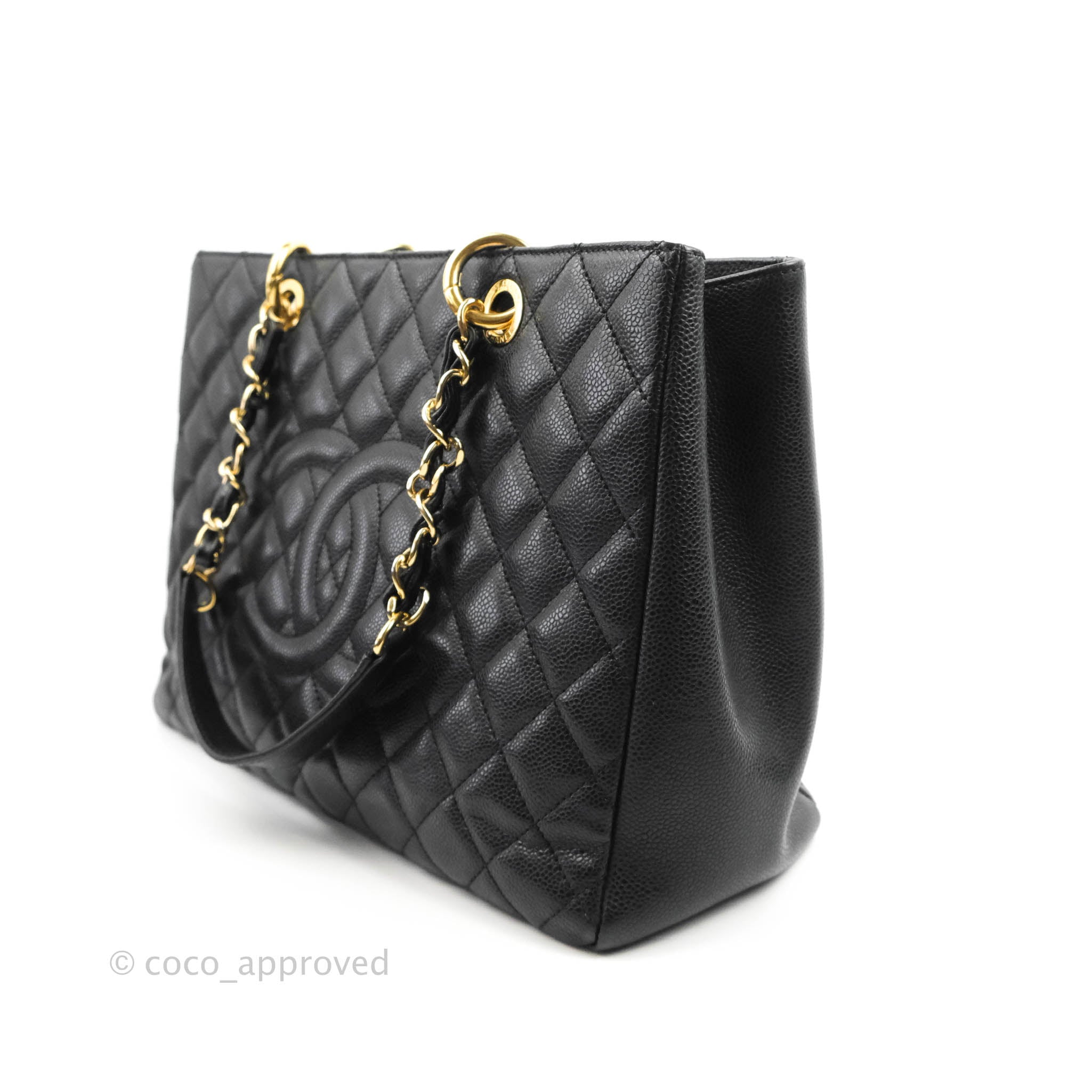 CHANEL Grand Shopping Patent Leather GST Tote Bag Black