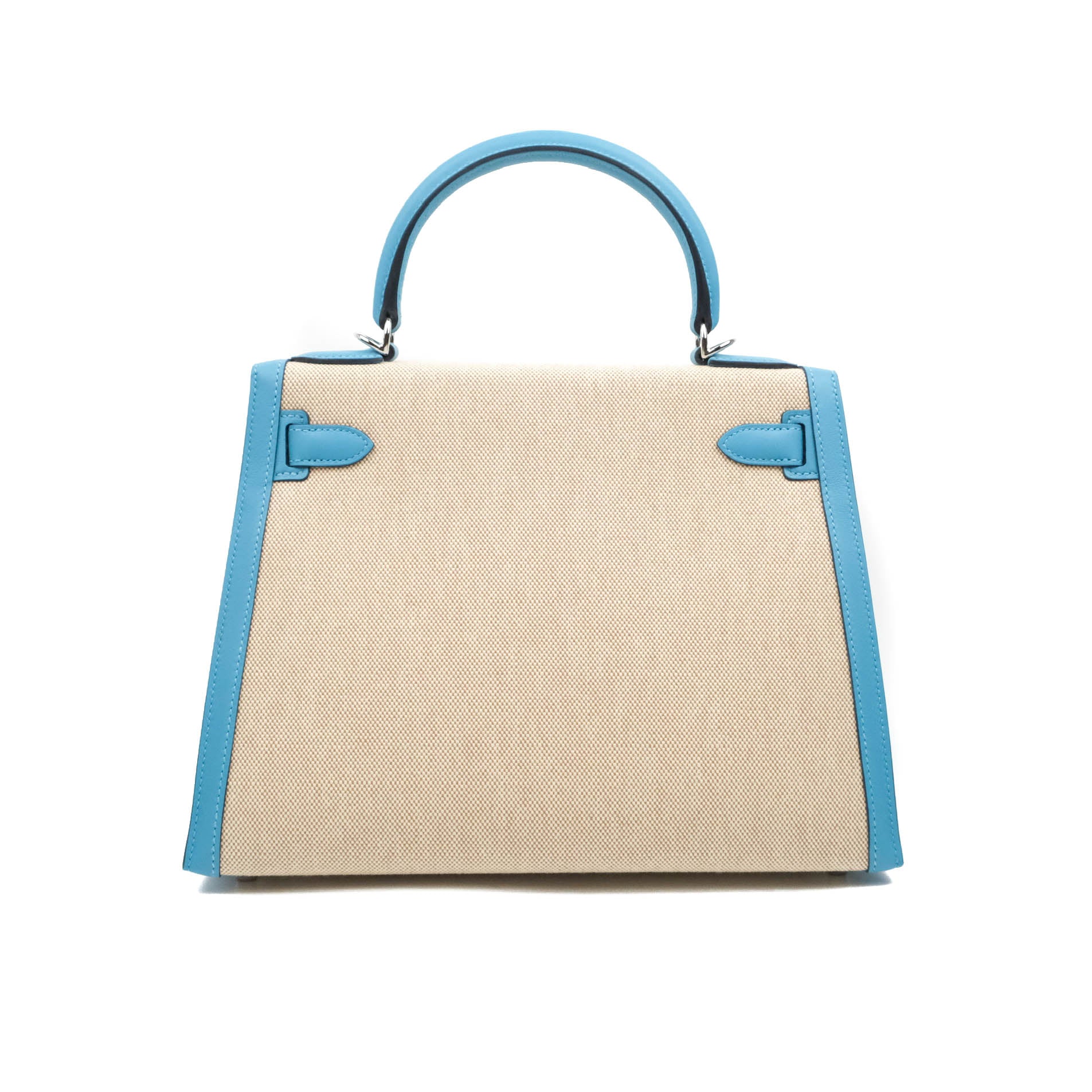 Hermès Kelly 28 Bleu Du Nord Swift & Ecru-beige Toile H Palladium Hard –  Coco Approved Studio