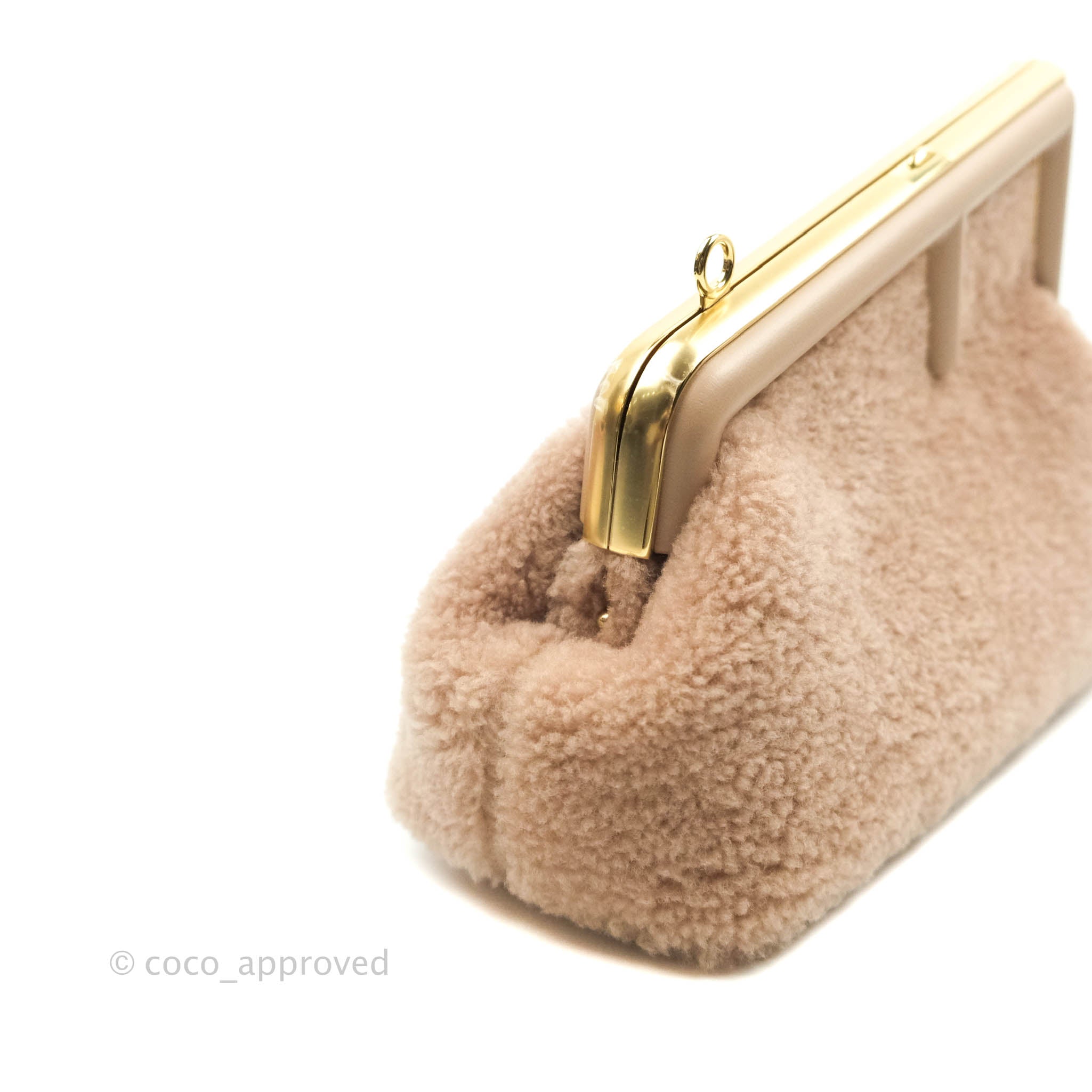 Fendi Small First Bag Pale Pink Merino Shearling Gold Hardware