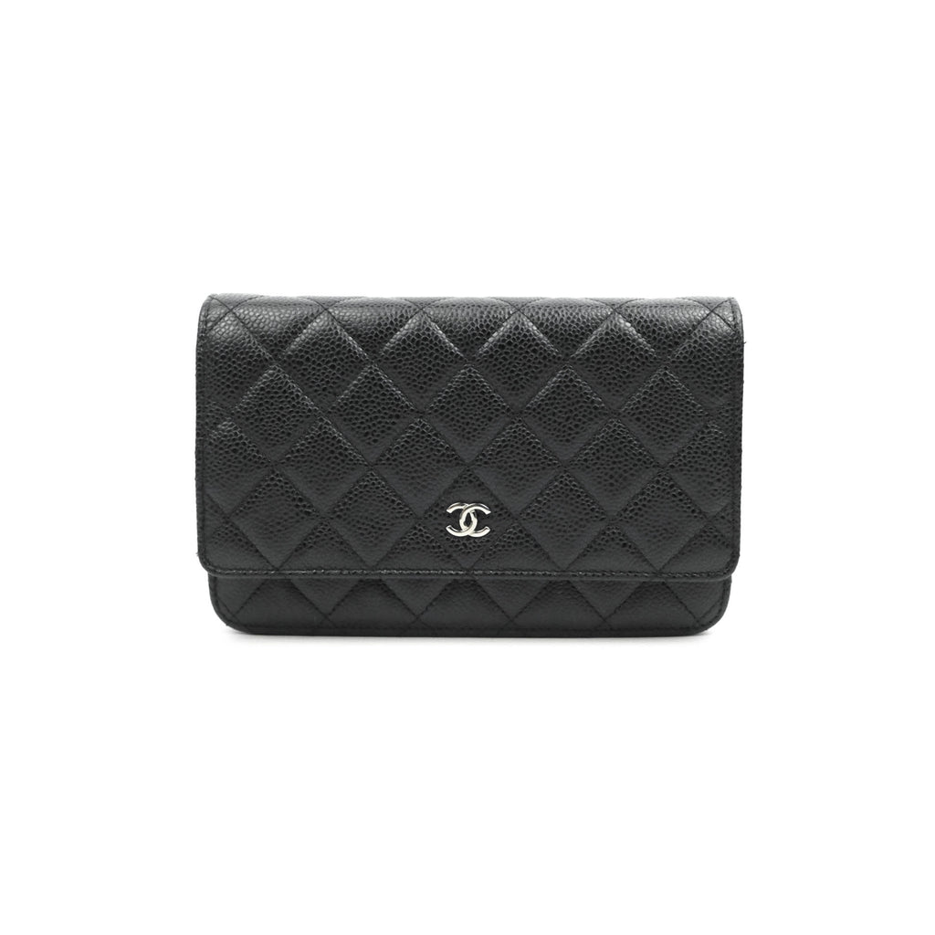 Chanel Quilted Wallet on Chain WOC Black Caviar Silver Hardware