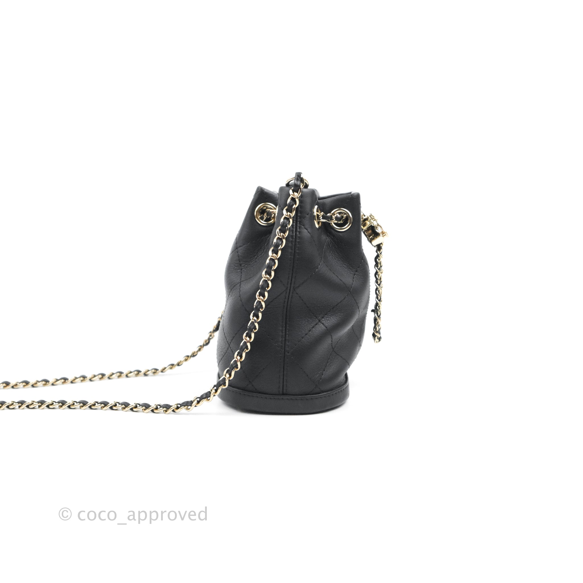Chanel Gray Quilted Calfskin Mini Drawstring Bucket Bag Gold Hardware, 2019  Available For Immediate Sale At Sotheby's