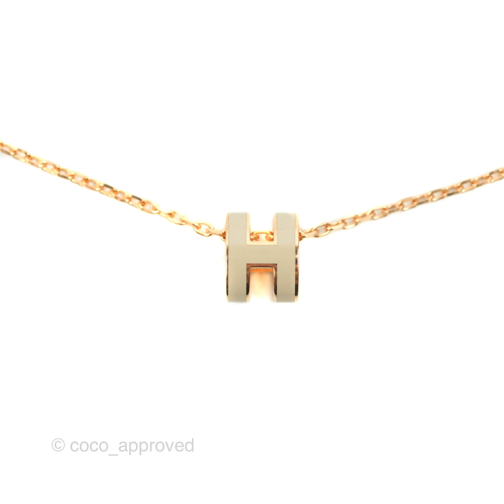 Hermès Mini Pop H Marron Glace Pendant Necklace Rose Gold Hardware