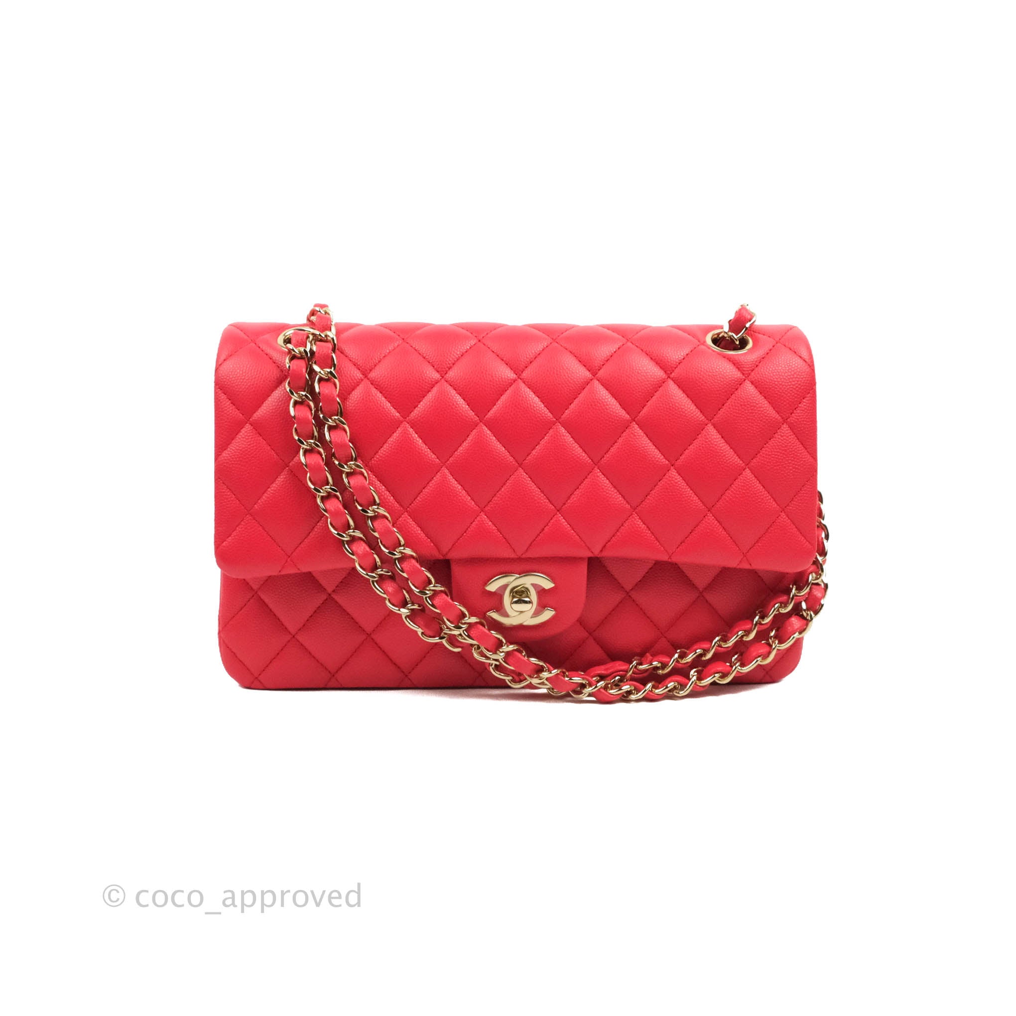 Chanel Classic ML Medium Double Flap Red Caviar Gold Hardware  Coco  Approved Studio