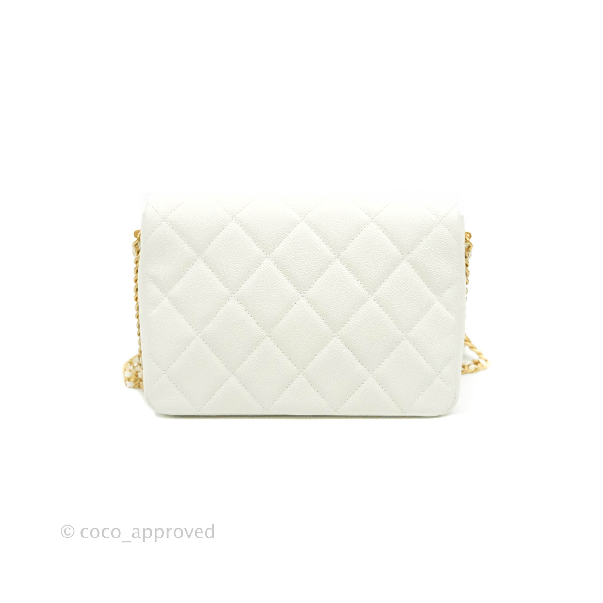 Chanel White Quilted Lambskin Mini Flap Bag Gold And Imitation