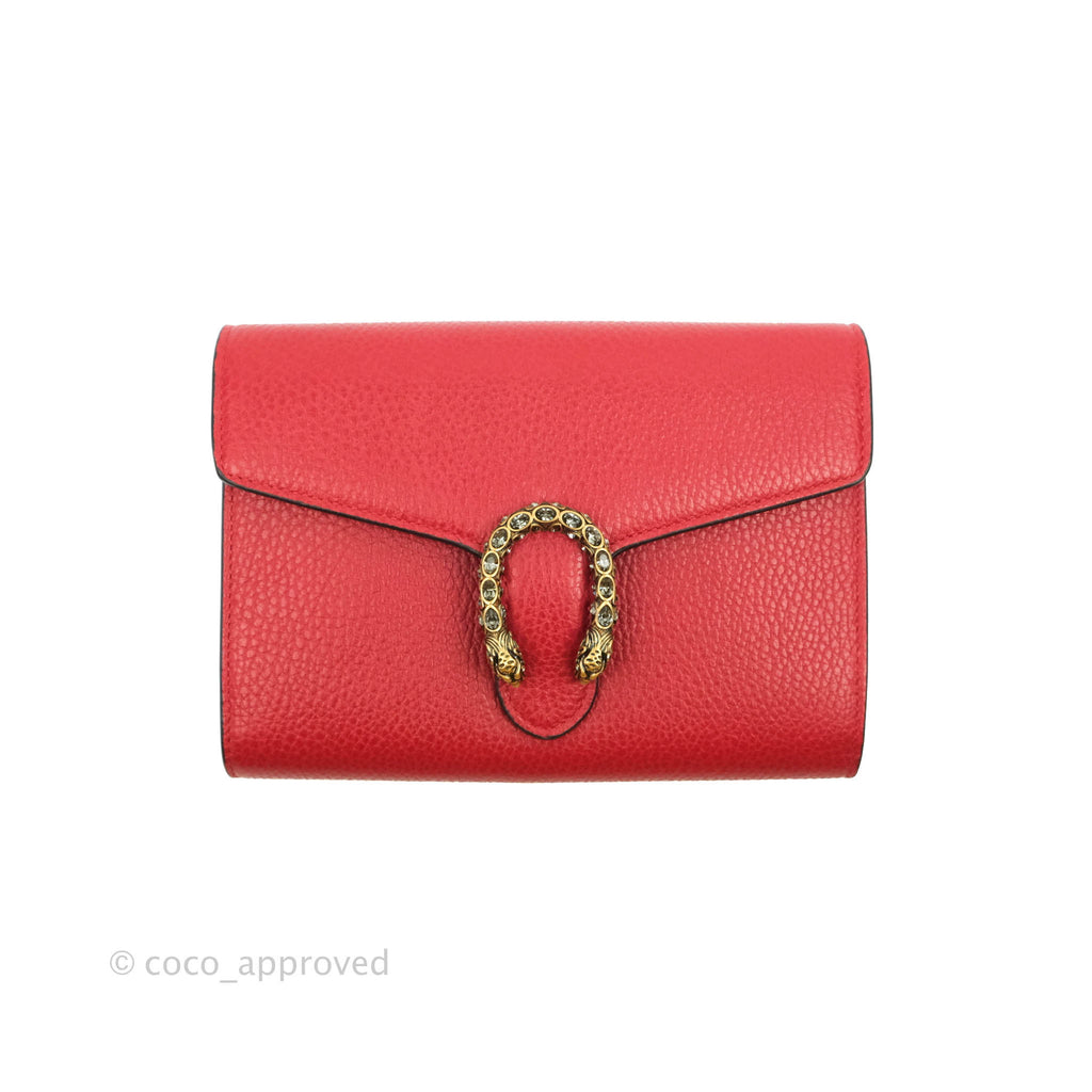 Gucci Calfskin Dionysus Mini Leather Chain Bag Red
