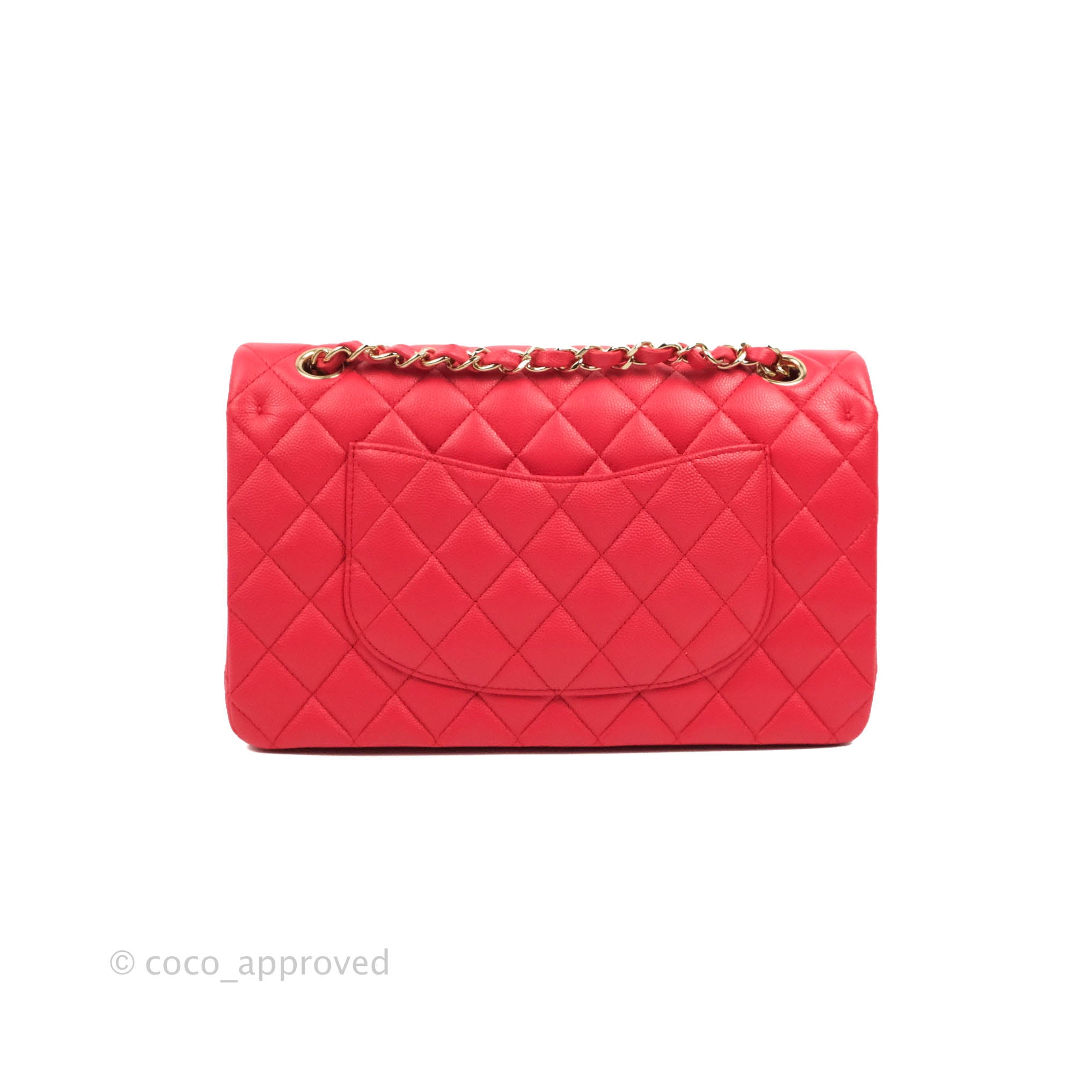 Authentic CHANEL Cherry Red Caviar Double Flap Bag  Valamode