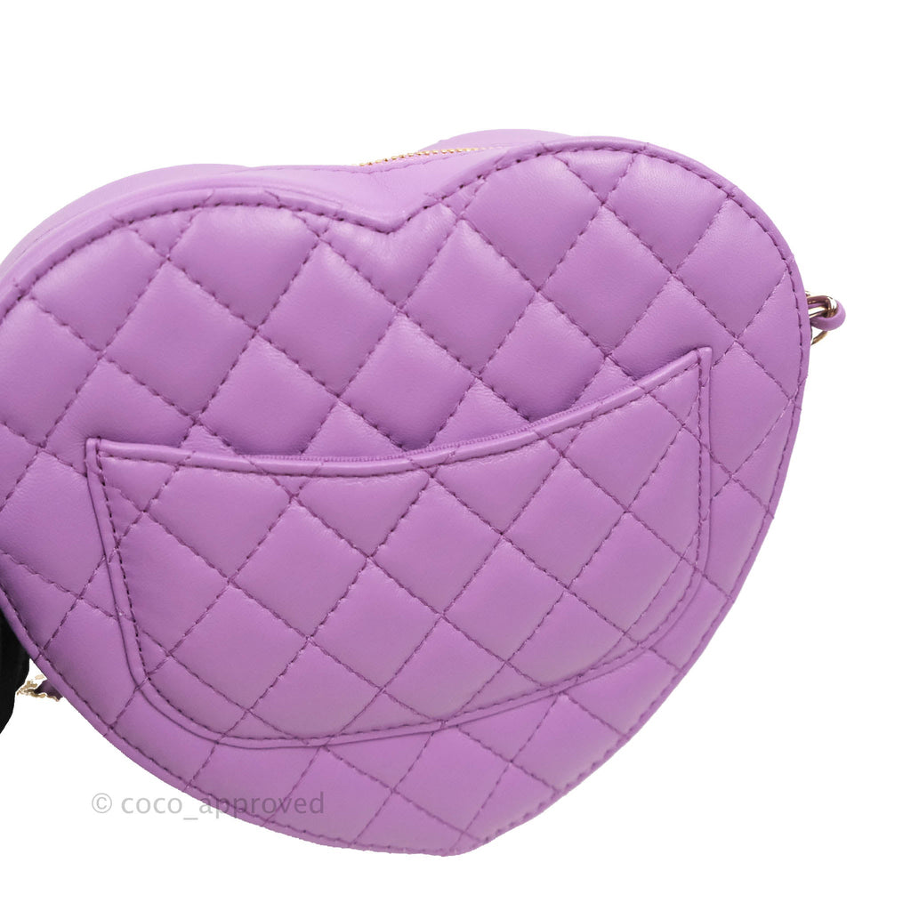 Chanel Large Heart Bag Purple Lambskin Gold Hardware 22S