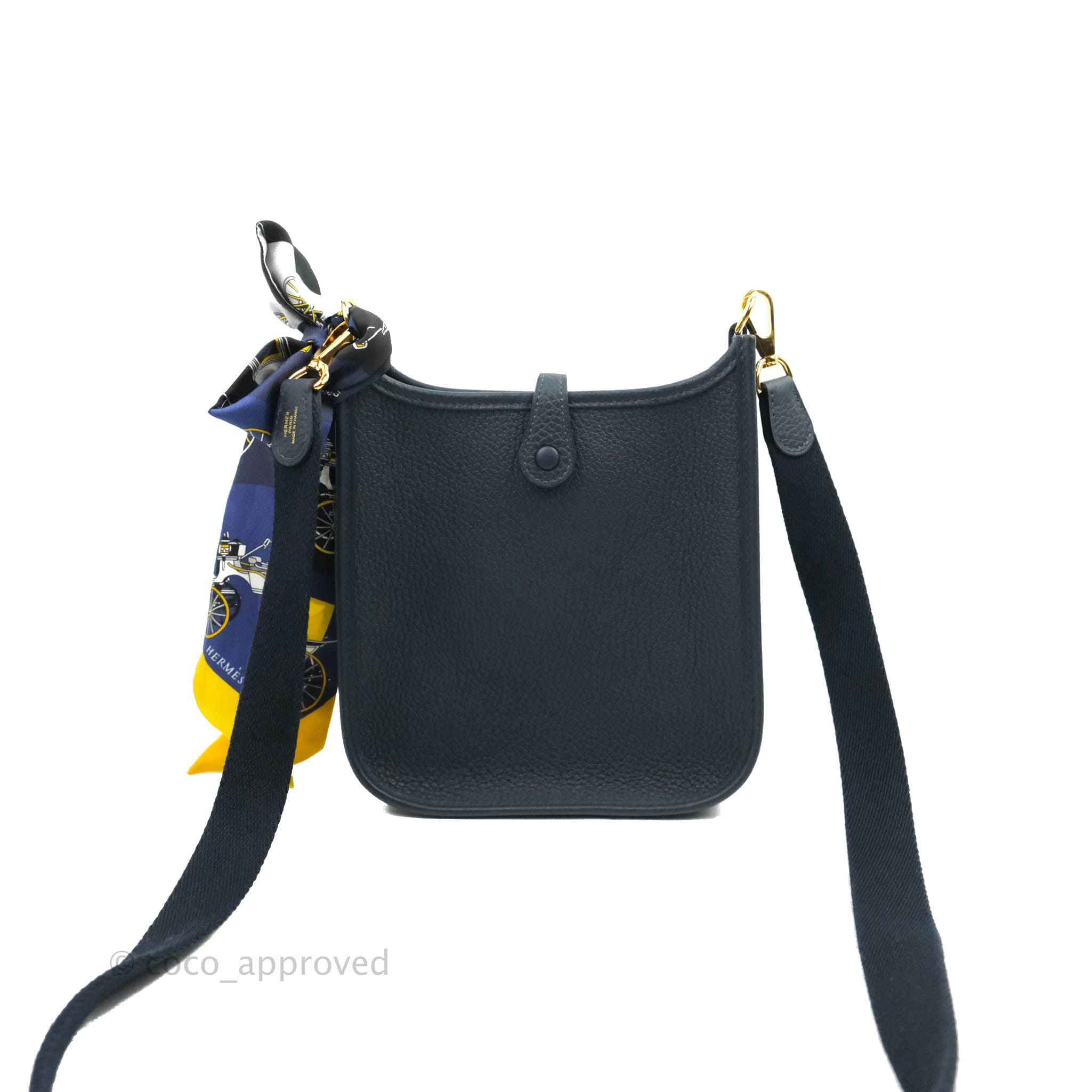 Hermès Mini Evelyne 16 Blue Nuit e with Twilly – Coco Approved Studio