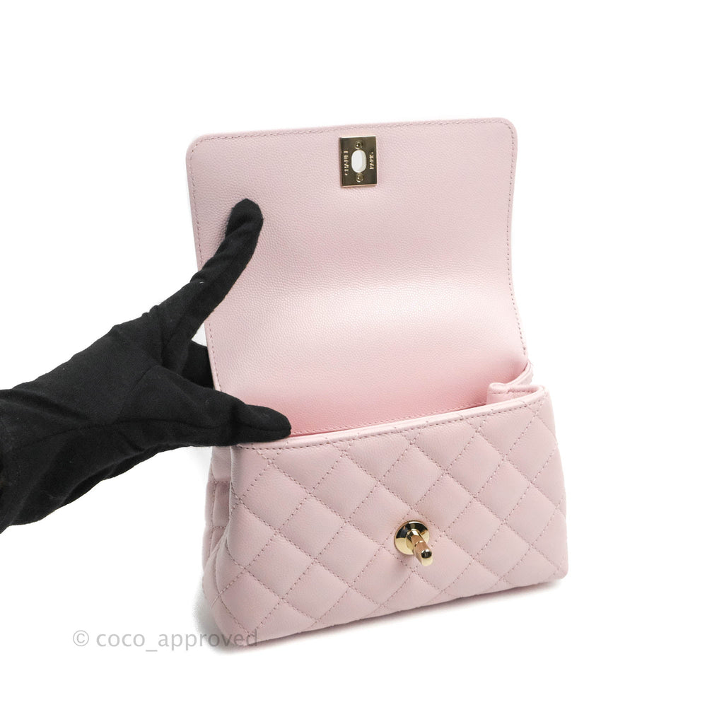 Chanel Mini Coco Handle Quilted Light Pink Caviar Gold Hardware