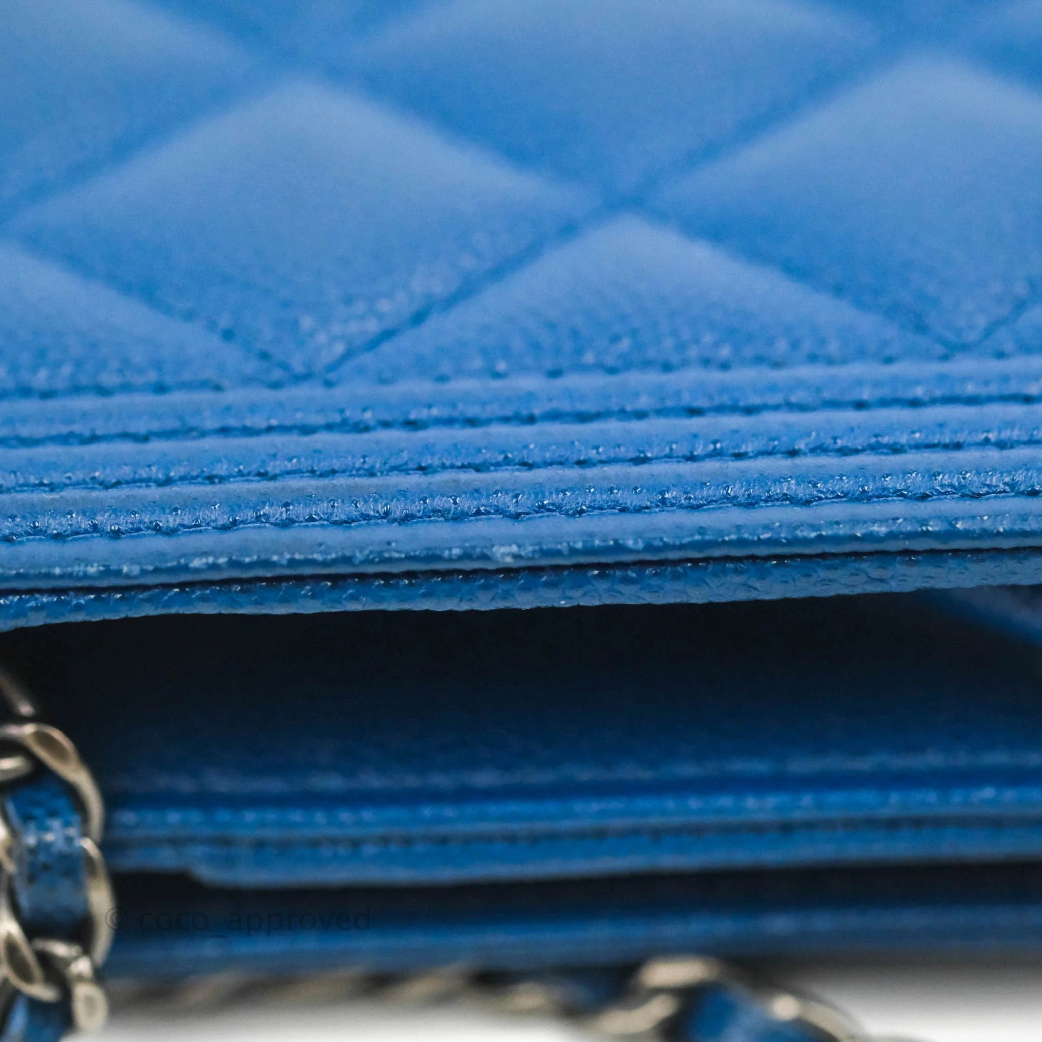 Chanel Quilted Boy Wallet on Chain WOC Blue Grained Calfskin Ruthenium –  Coco Approved Studio