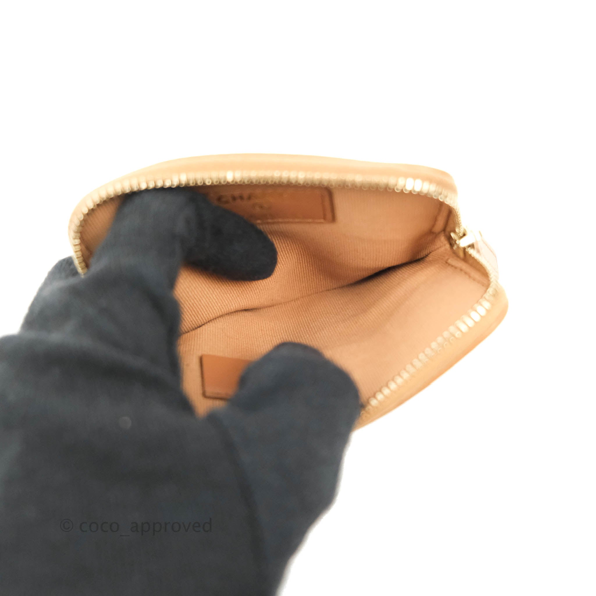 Chanel Caramel Quilted Lambskin 19 Zip Around Card Holder Wallet Gold Hardware, 2022 (Like New), Brown Womens Handbag