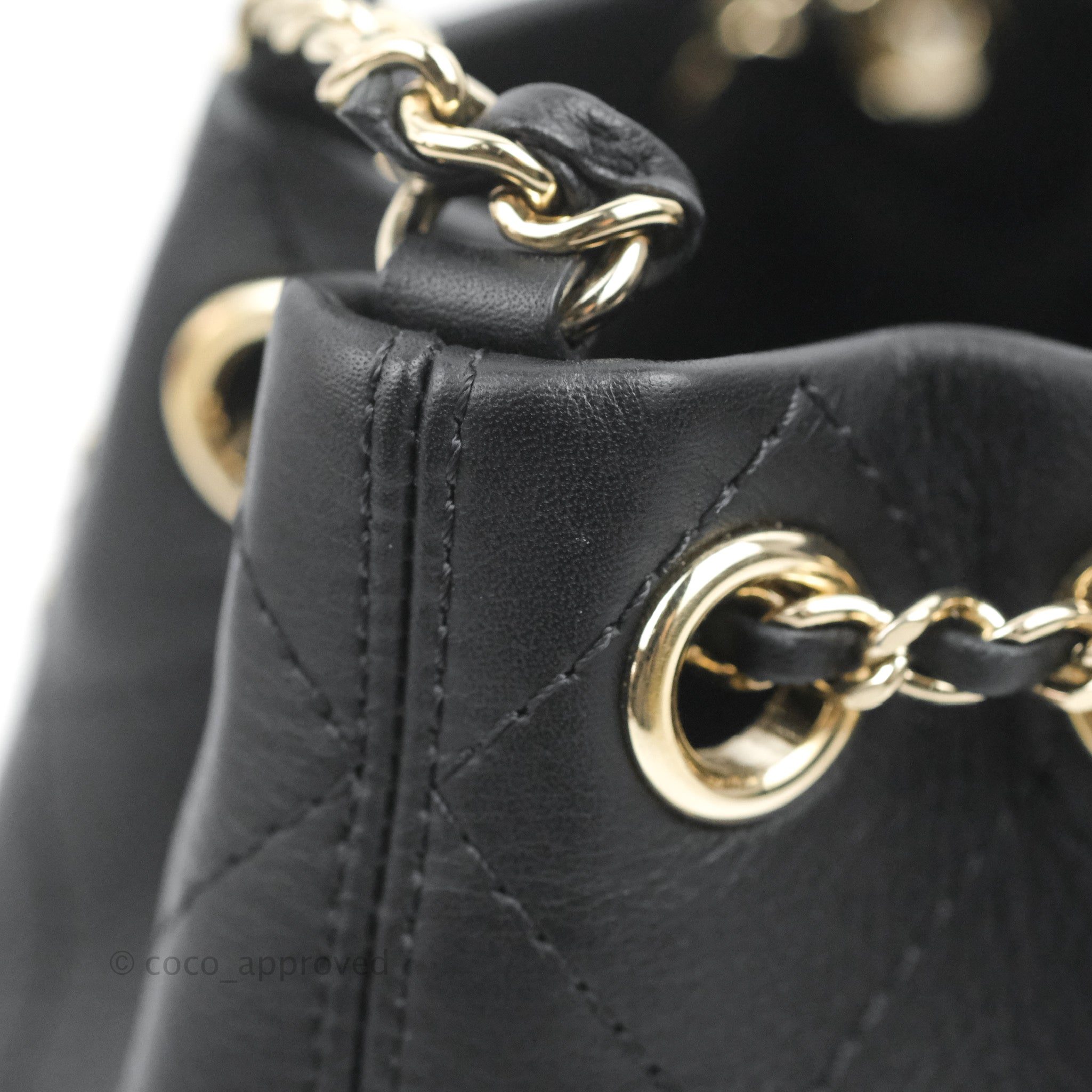 Chanel Quilted Drawstring Bucket Bag Black Calfskin Gold Hardware – Coco  Approved Studio