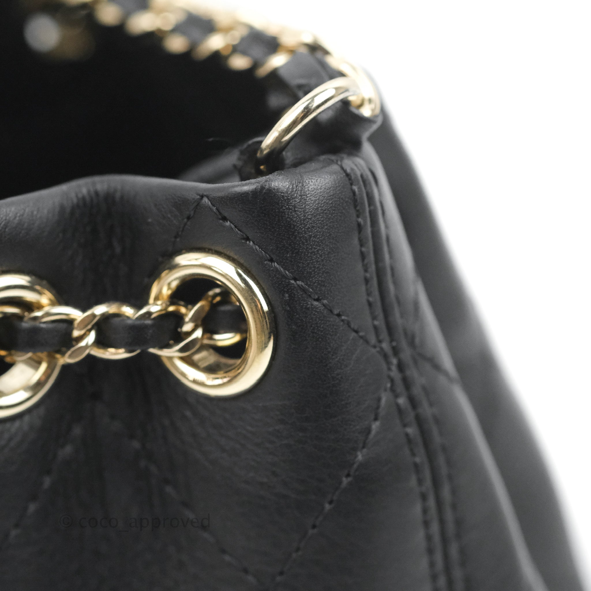 Chanel Mini Bucket Bag with Fluffy Chain Black Lambskin Gold