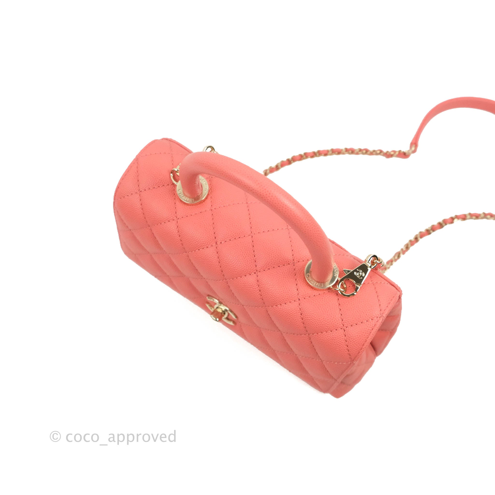 Chanel Small Quilted Coco Handle Coral Pink Caviar Gold Hardware – Coco  Approved Studio