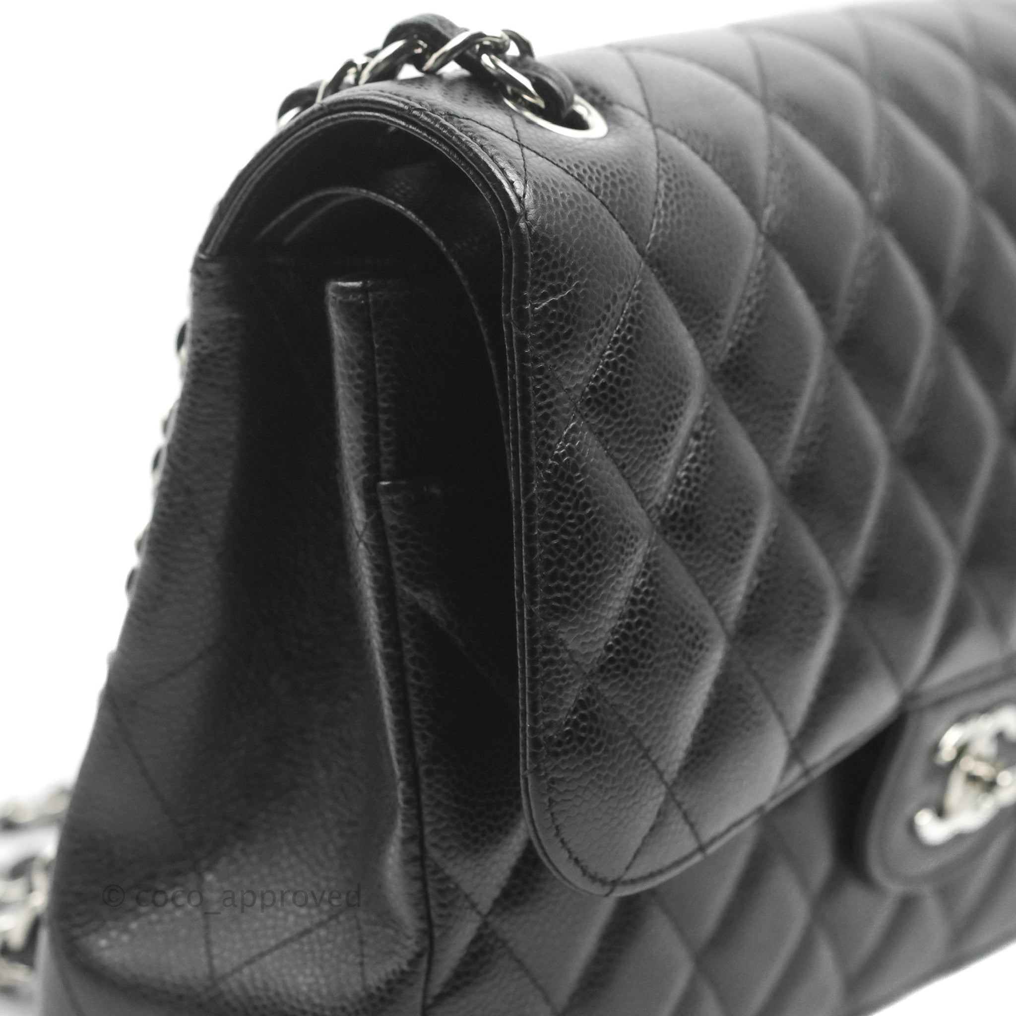 Chanel Coco Silver Black Multi Hardware #321767C88B Chanel Coco Handle Full Black Chevron Caviar – bamluxurystore main image 2