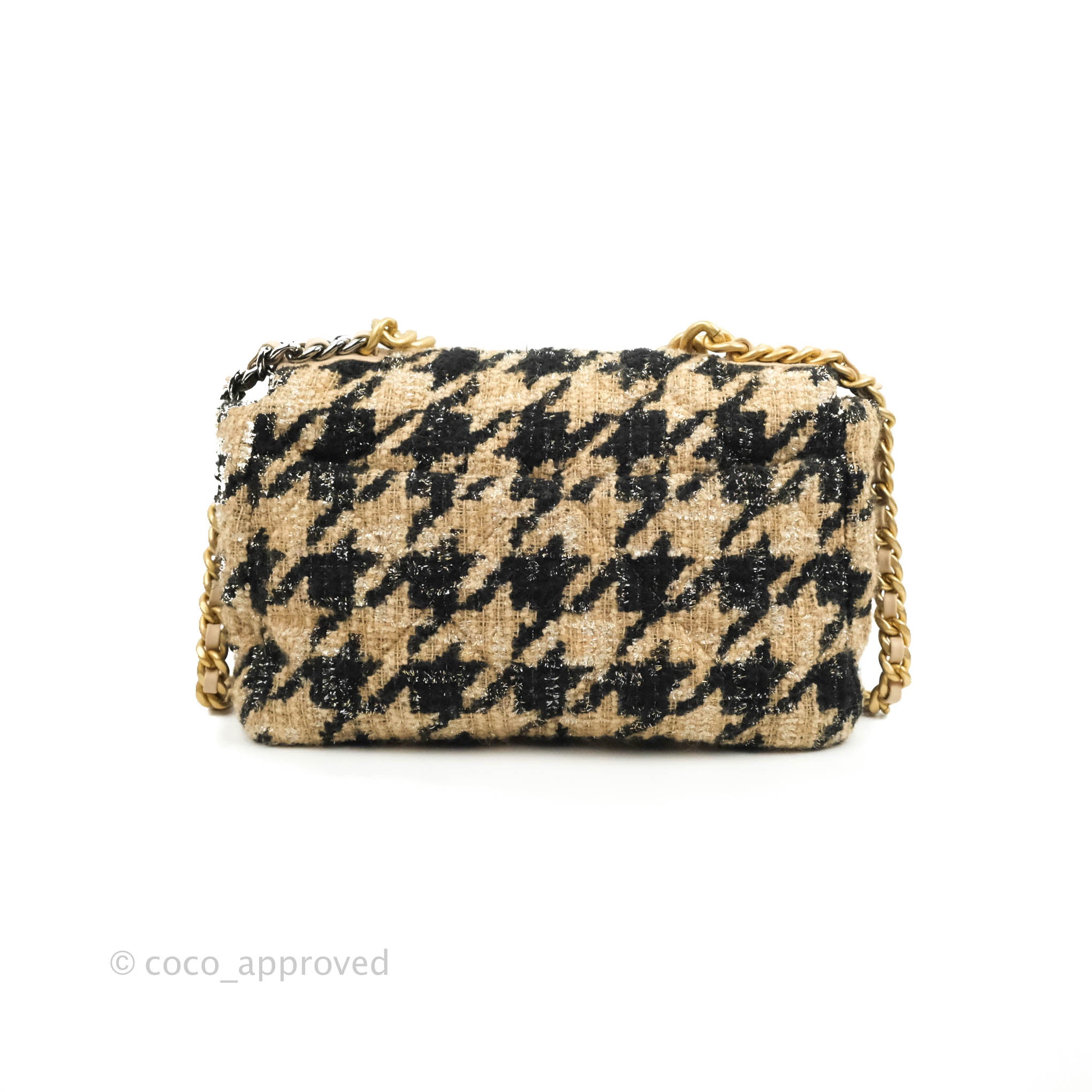 Chanel 19 Medium Tweed Houndstooth Black Beige Mixed Hardware – Coco  Approved Studio