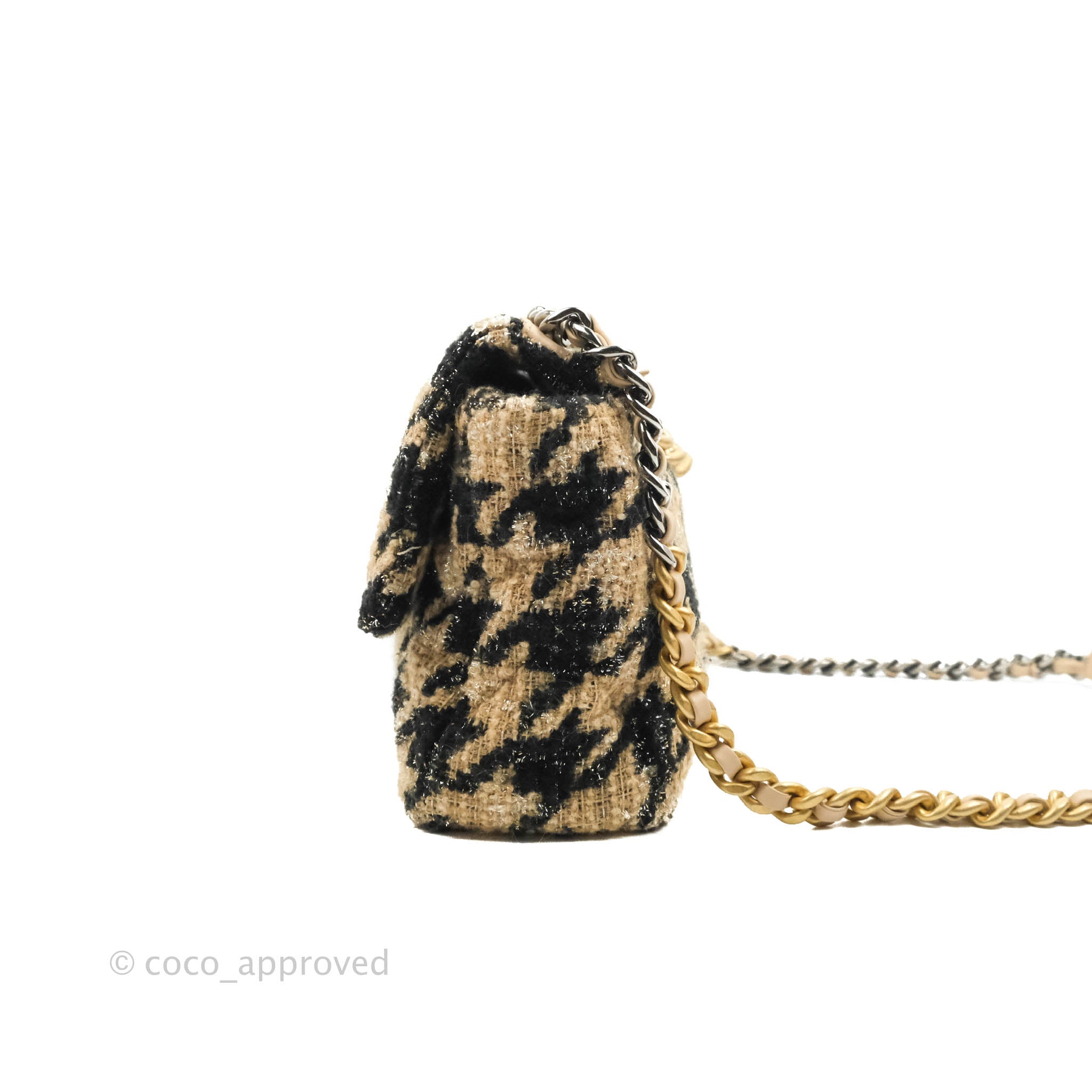 Sell Chanel 19 Maxi Bag in Houndstooth Tweed - Black/Brown