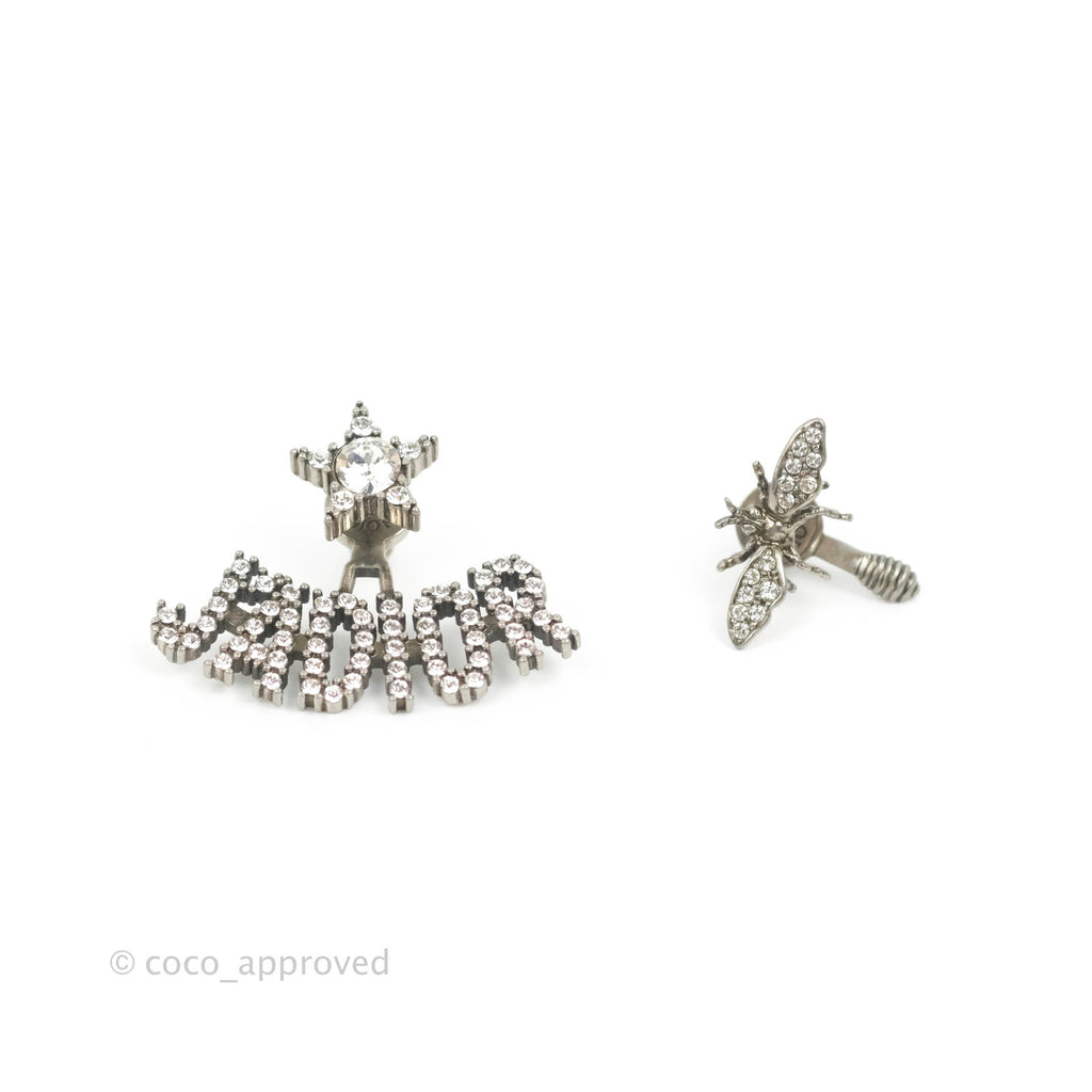 Dior J'ADIOR Earrings Antique Silver-Finish Metal with White Crystals