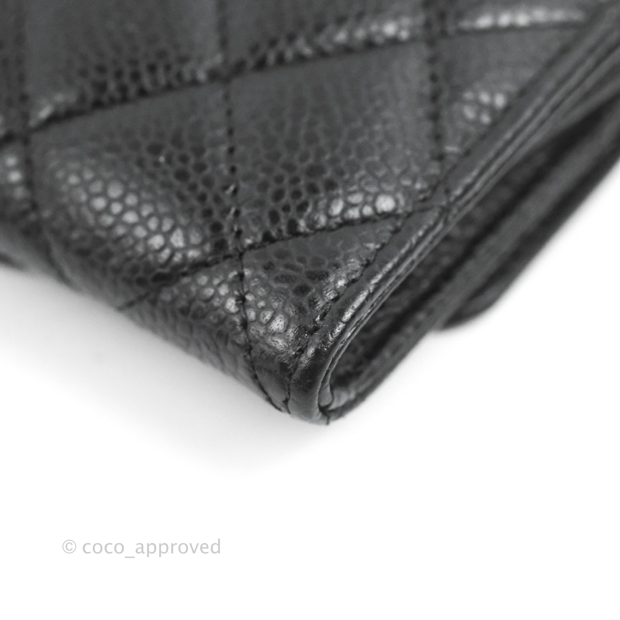 CHANEL Caviar Quilted Flap Card Holder On Chain Black 1286703