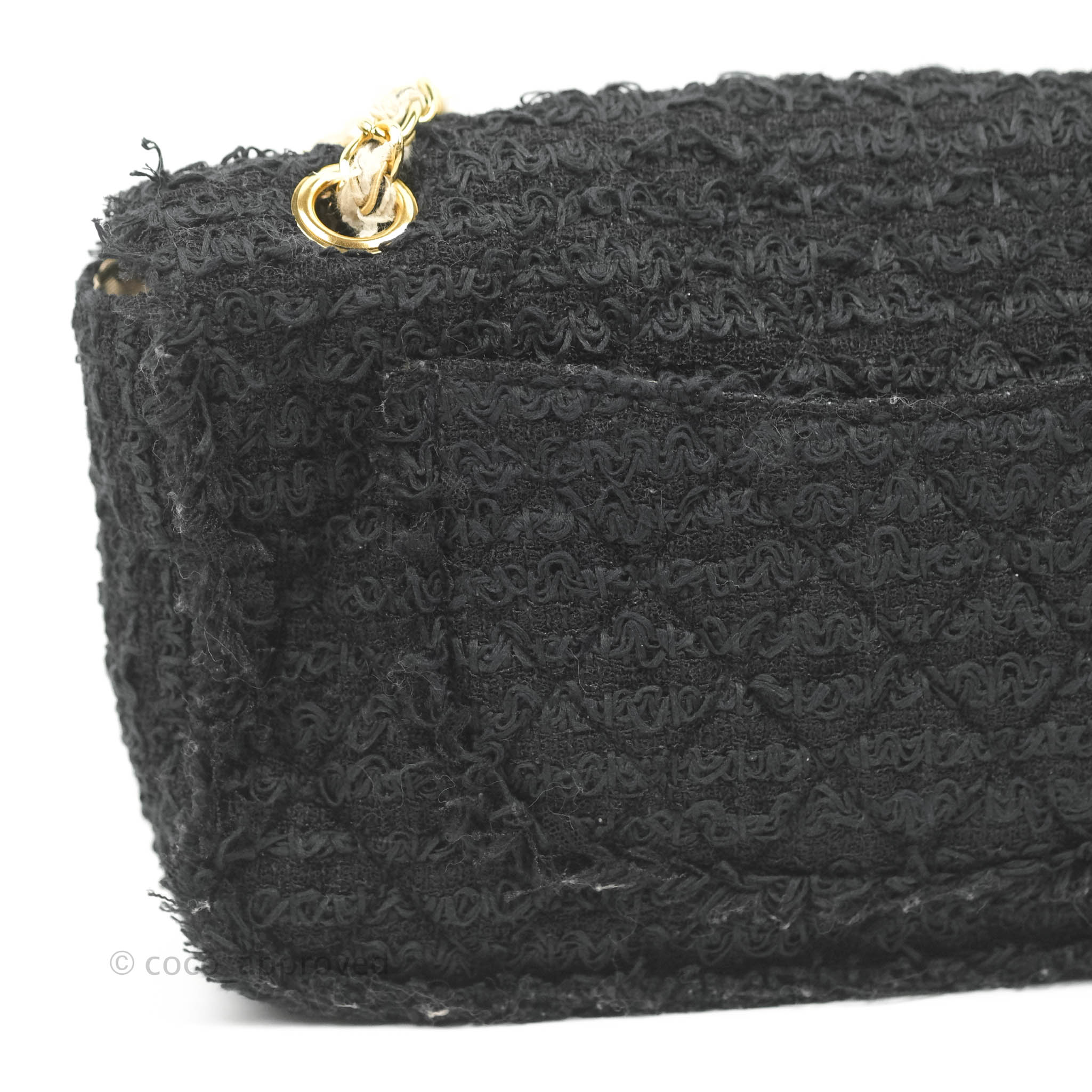 Chanel Medium Classic Double Flap Bag Black Tweed Gold & Gun Metal Har –  Coco Approved Studio
