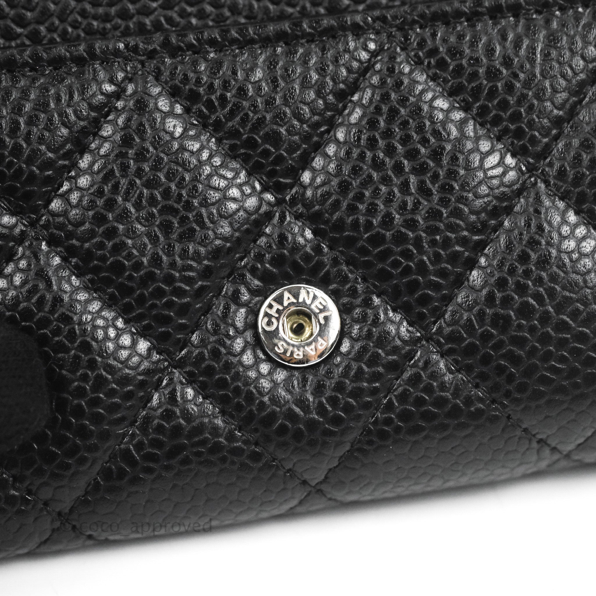 Authentic Chanel black caviar card holder brand new in box Silver hardware