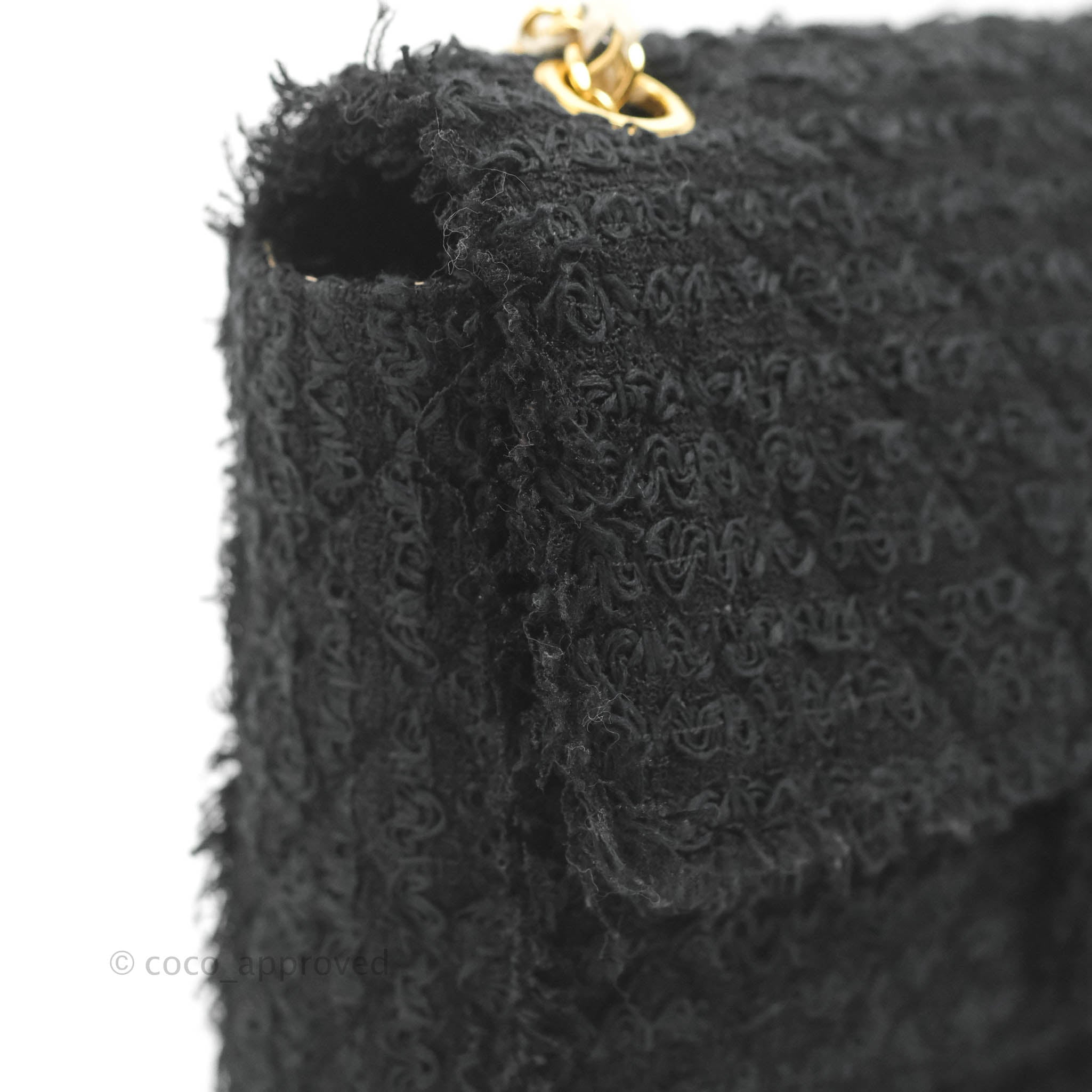Chanel Medium Classic Double Flap Bag Black Tweed Gold & Gun Metal Har – Coco  Approved Studio
