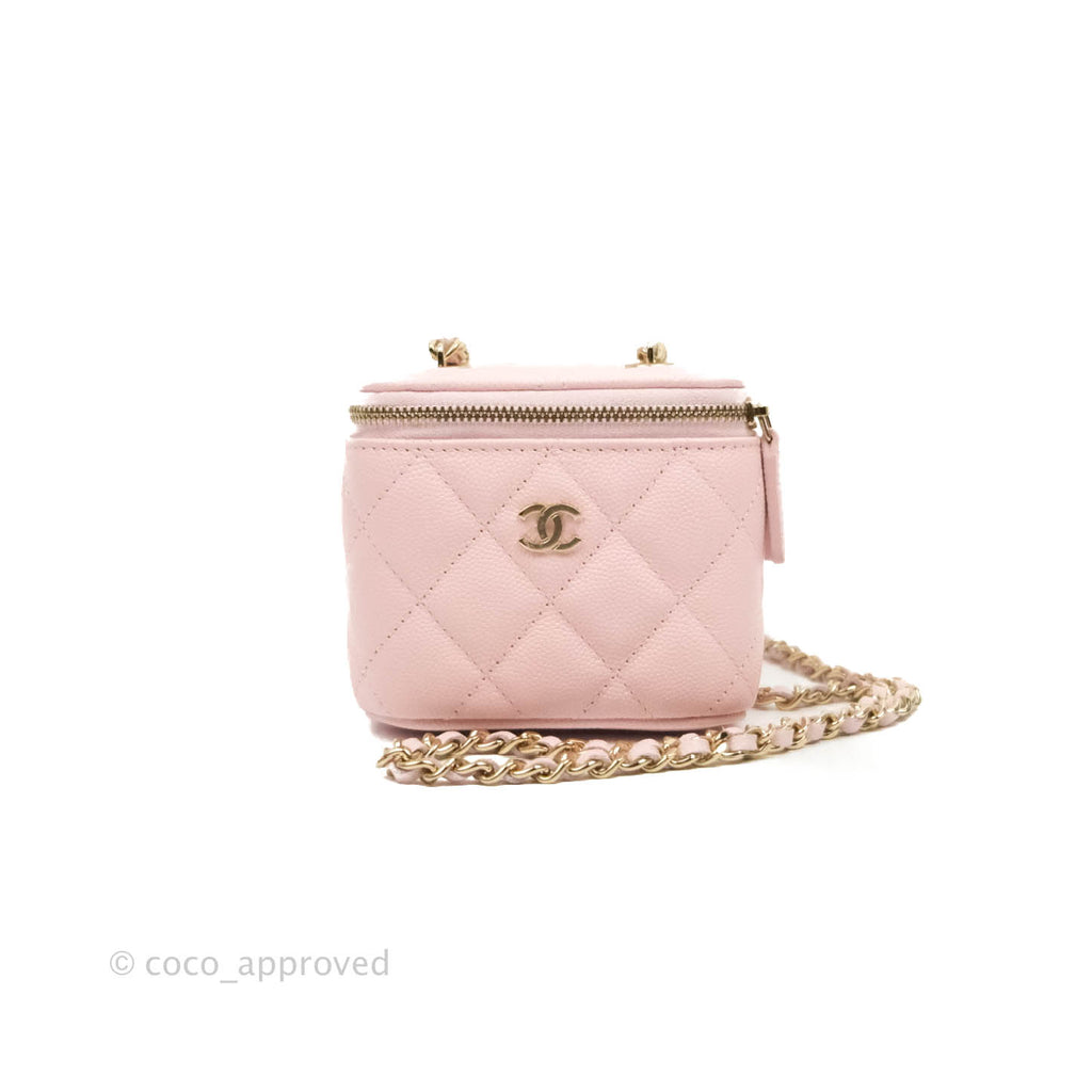 Chanel Mini Vanity With Chain Pink Caviar Gold Hardware