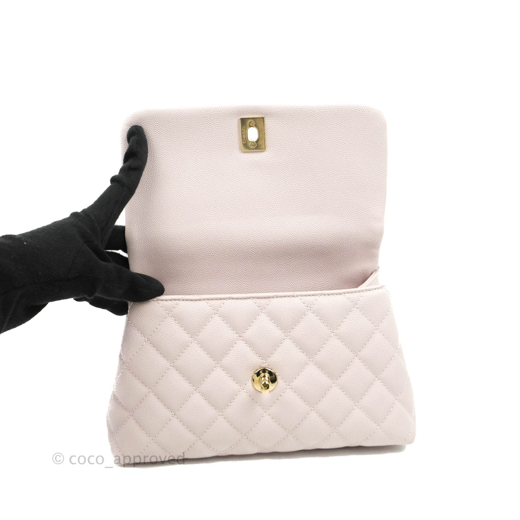 Chanel Small Coco Handle Light Lilac Pink Caviar Gold Hardware