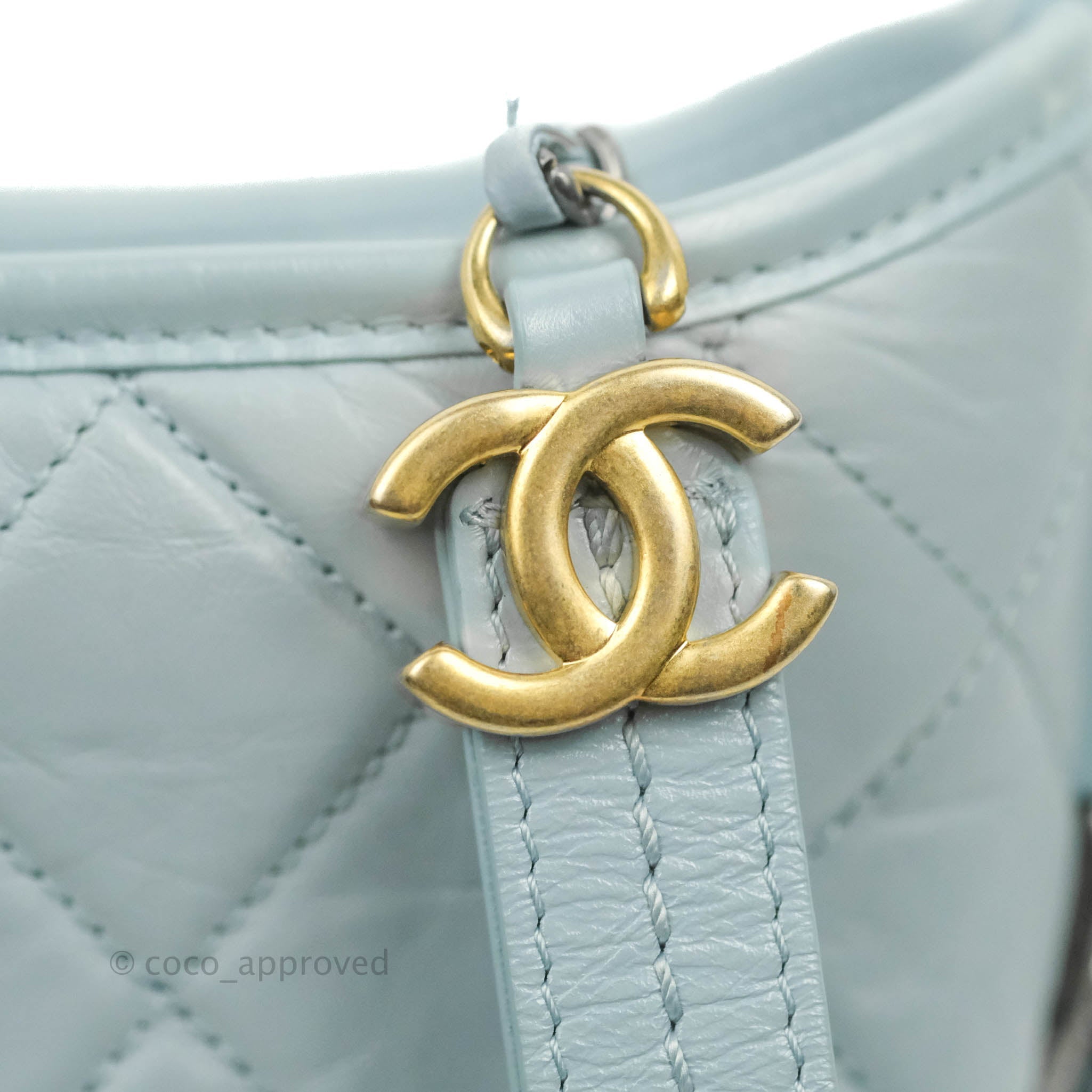 CHANEL Aged Calfskin Quilted Small Gabrielle Hobo Light Blue 392430