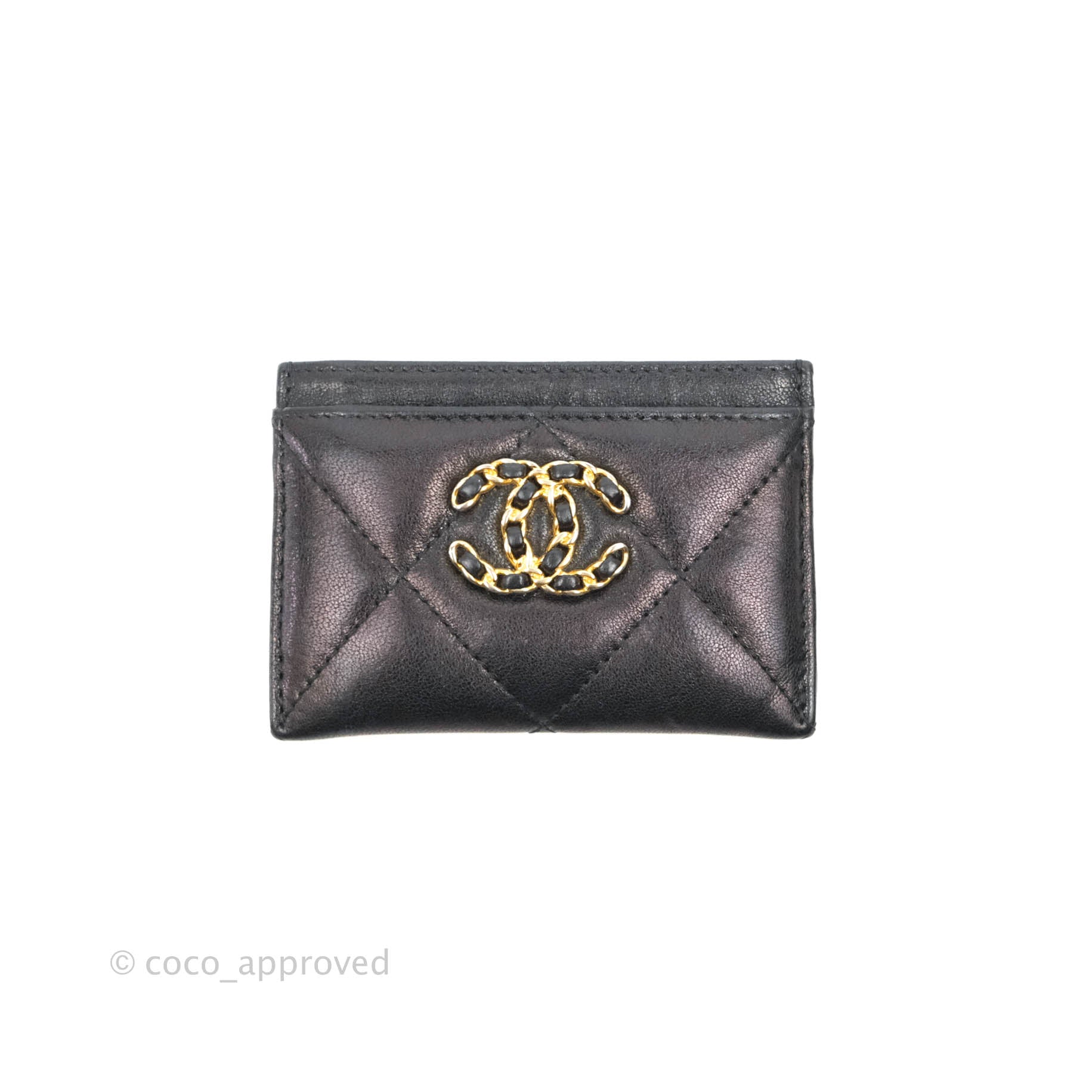 Chanel 19 Quilted Iridescent Black Flat Card Holder – Coco Approved Studio