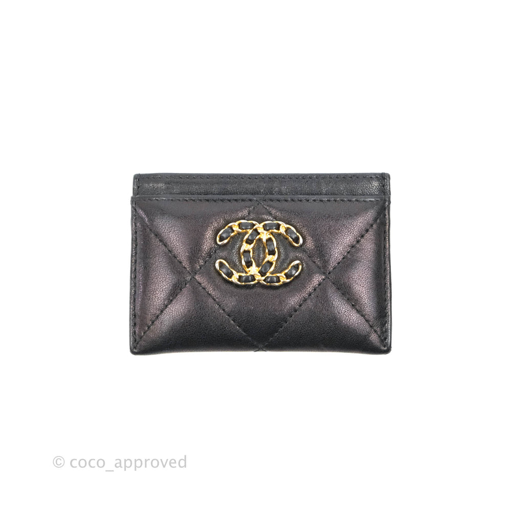 Chanel 19 Quilted Black Flat Card Holder