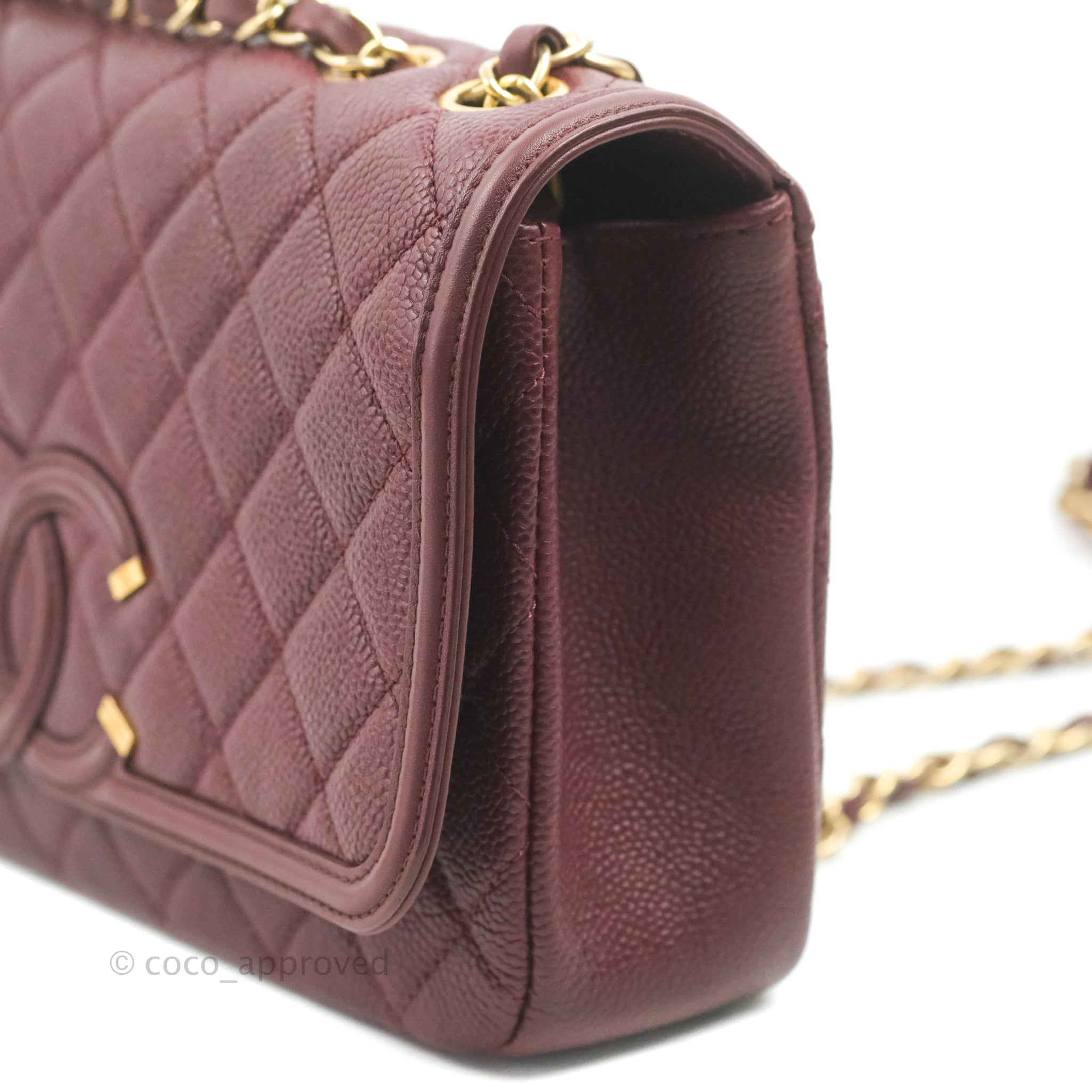 Chanel Wallet on Chain WOC Burgundy Caviar Light Gold Hardware in 2023