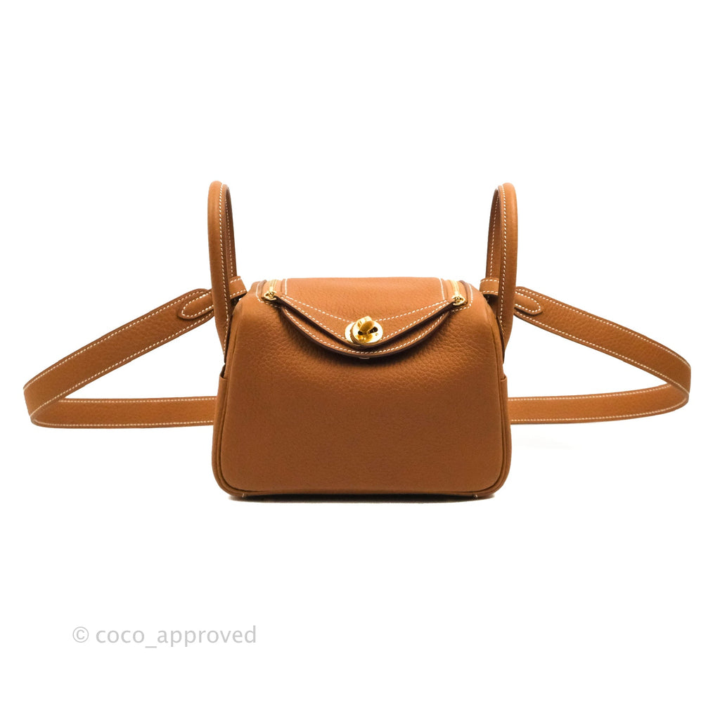 Hermès Mini Lindy 20 Gold Clemence Gold Hardware