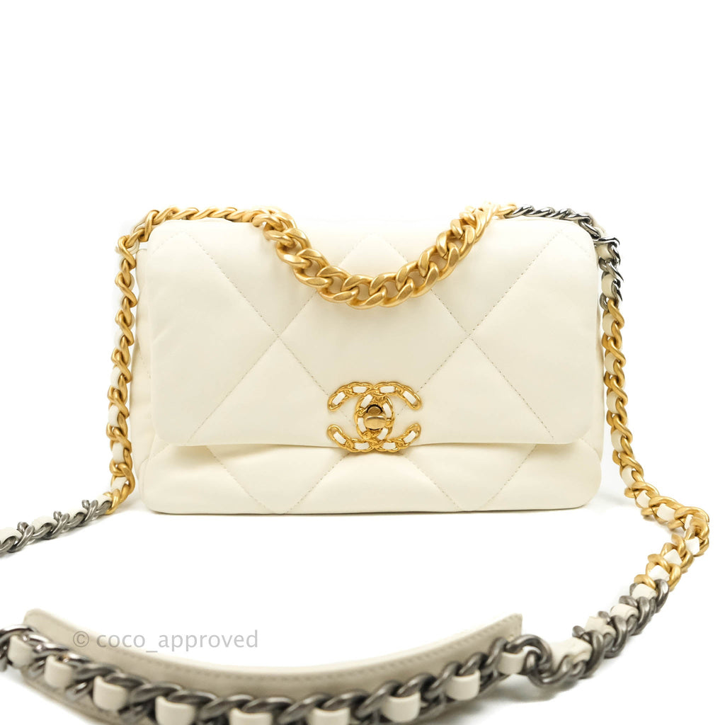 Chanel 19 Small White Mixed Hardware