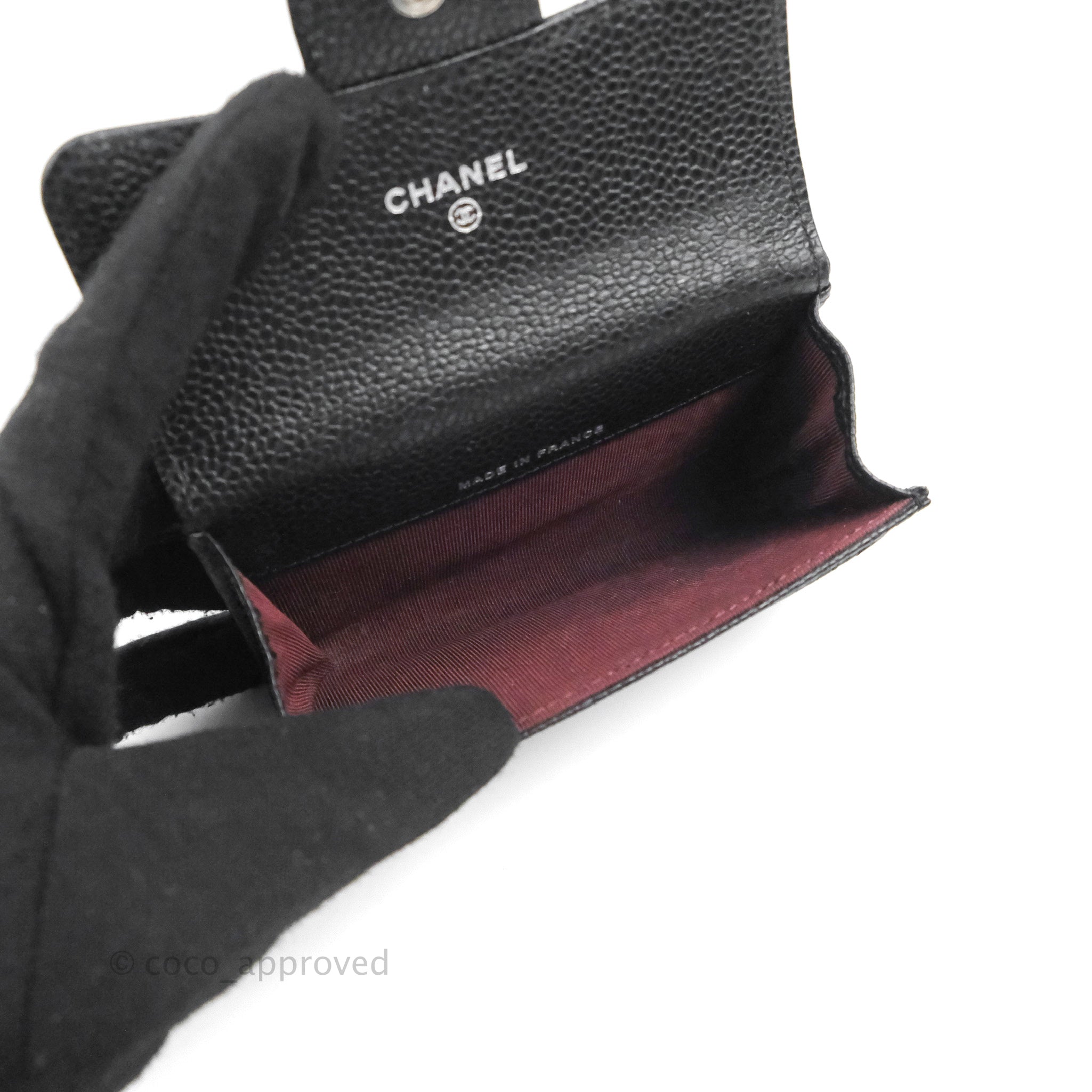 chanel black long wallet leather