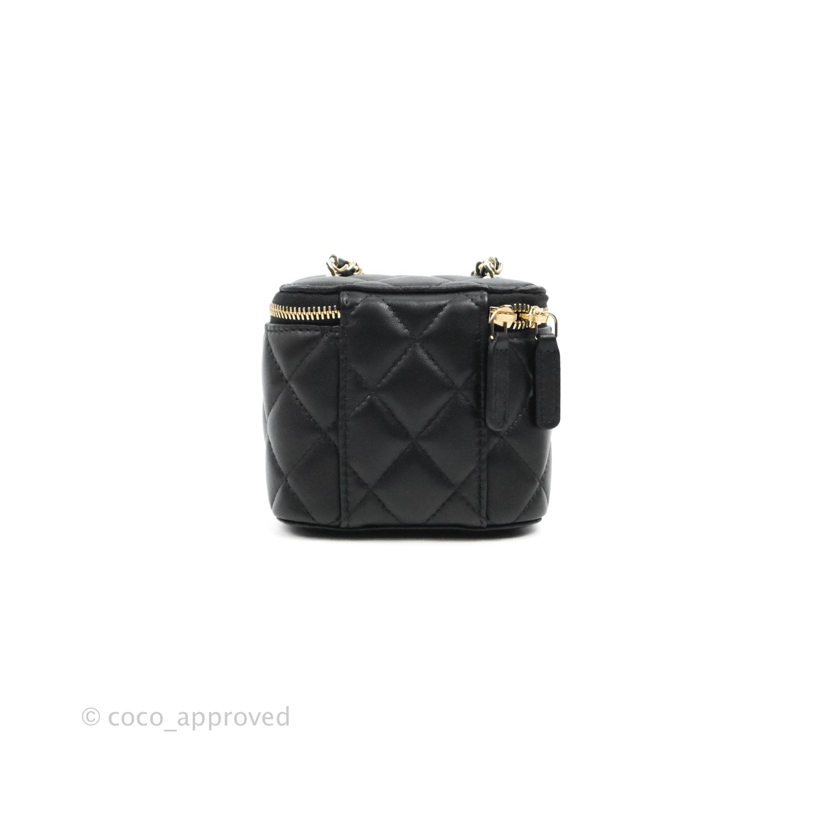 Chanel Classic Mini Vanity With Chain Black Lambskin Gold Hardware