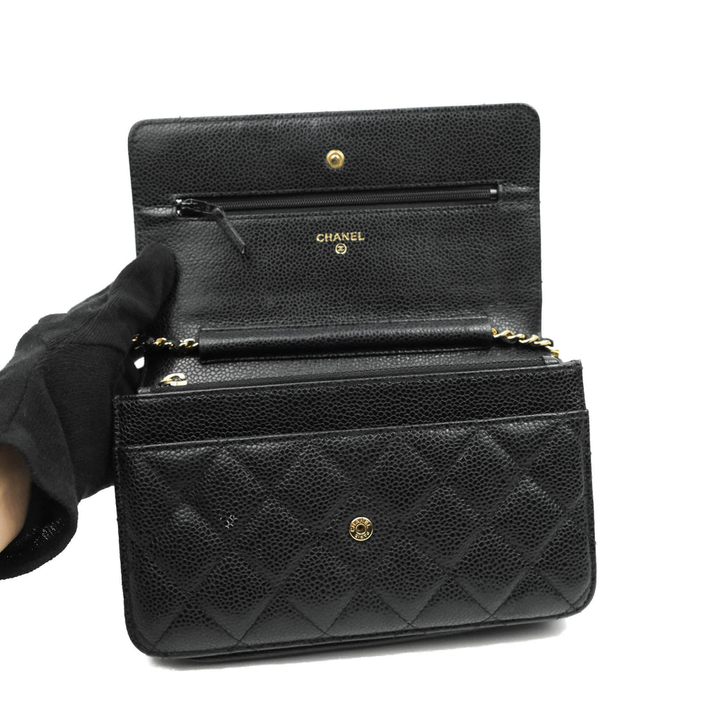 Chanel Quilted Wallet on Chain WOC Black Caviar Gold Hardware